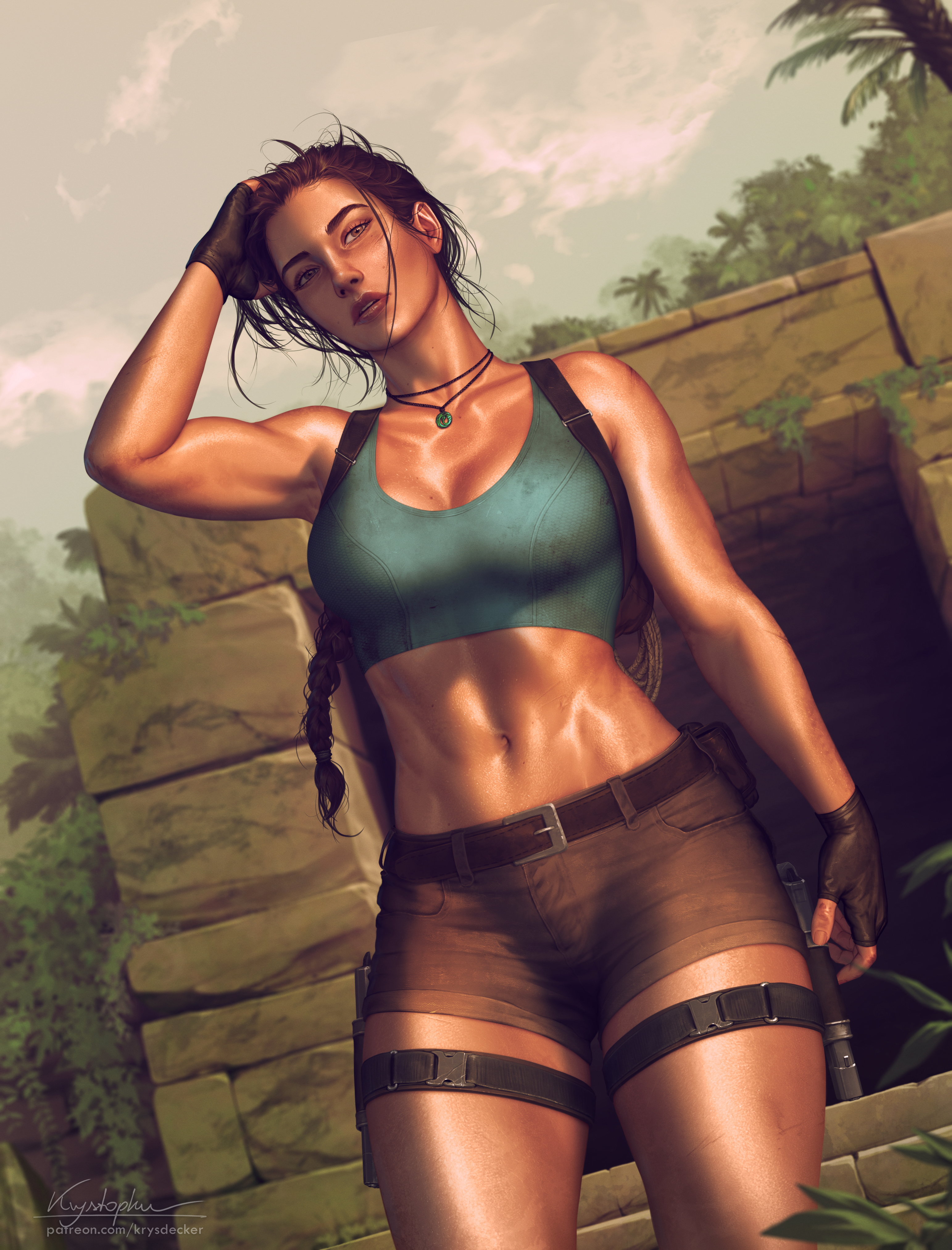 Lara Croft Tomb Raider Tomb Raider Video Games Video Game Girls Women Brunette Ponytail Braided Hair 3085x4047