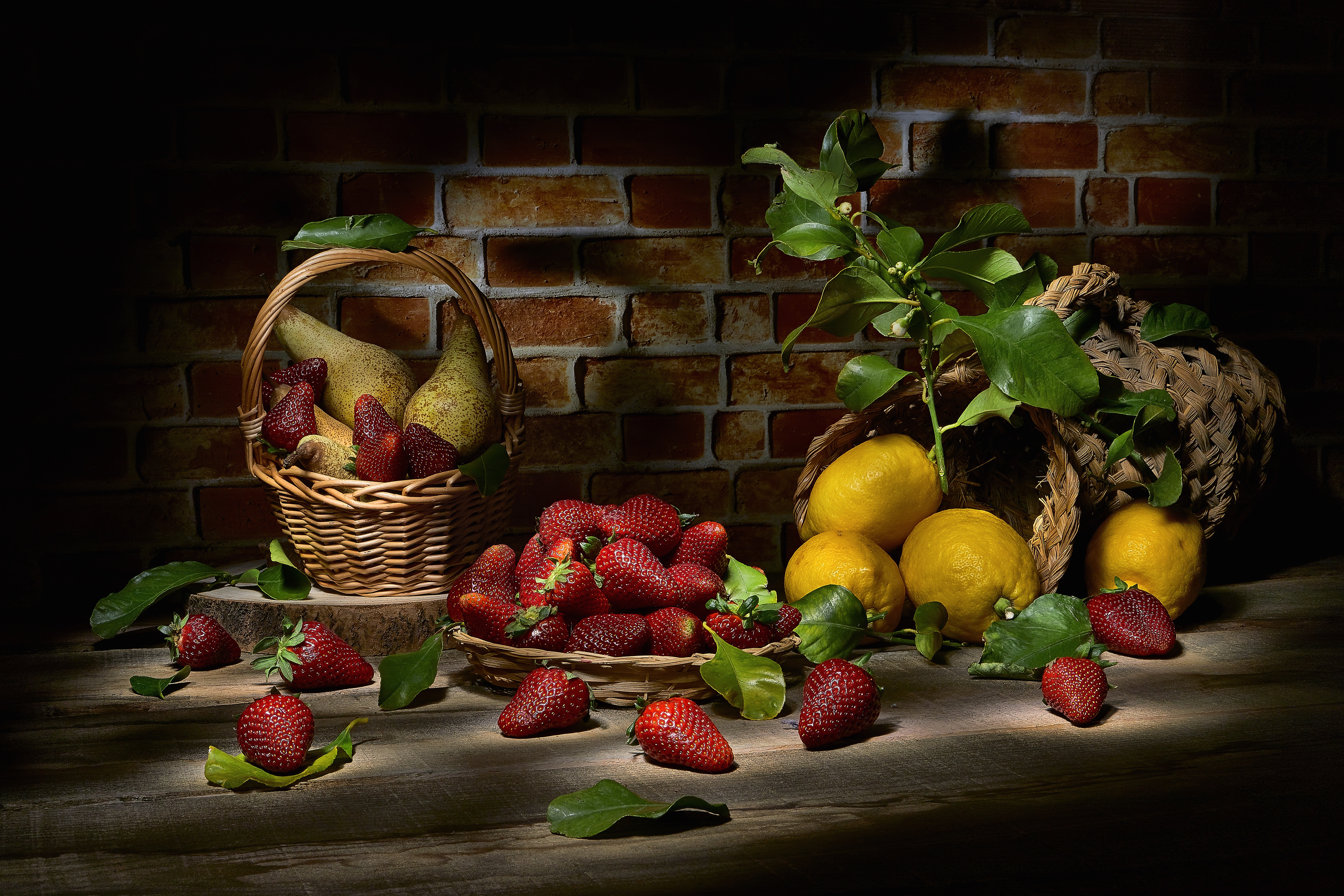 Basket Berry Lemon Pear Still Life Strawberry 5000x3333