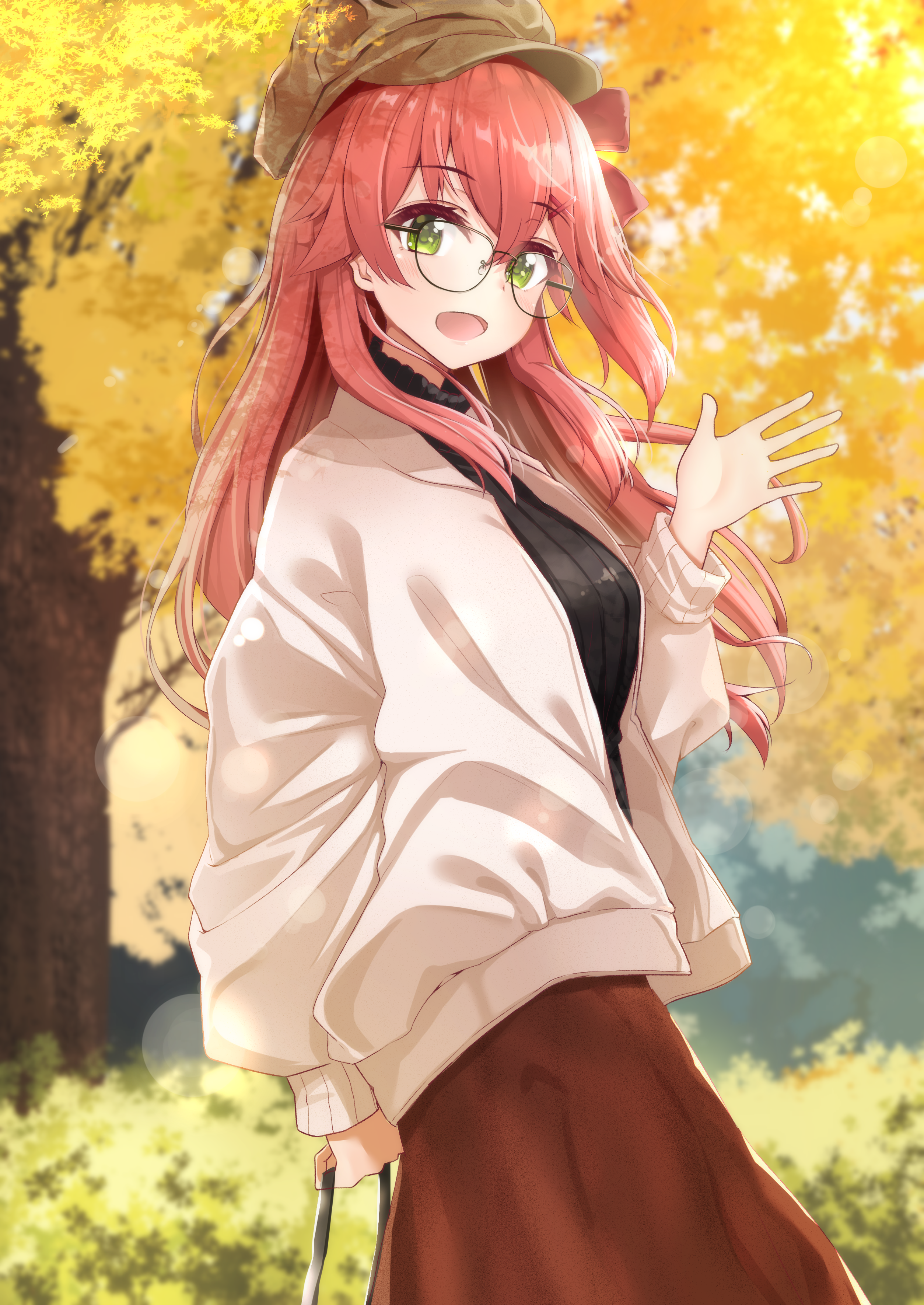 2D Anime Anime Girls Digital Digital Art Looking At Viewer Pixiv Kawaii Glasses 2508x3541