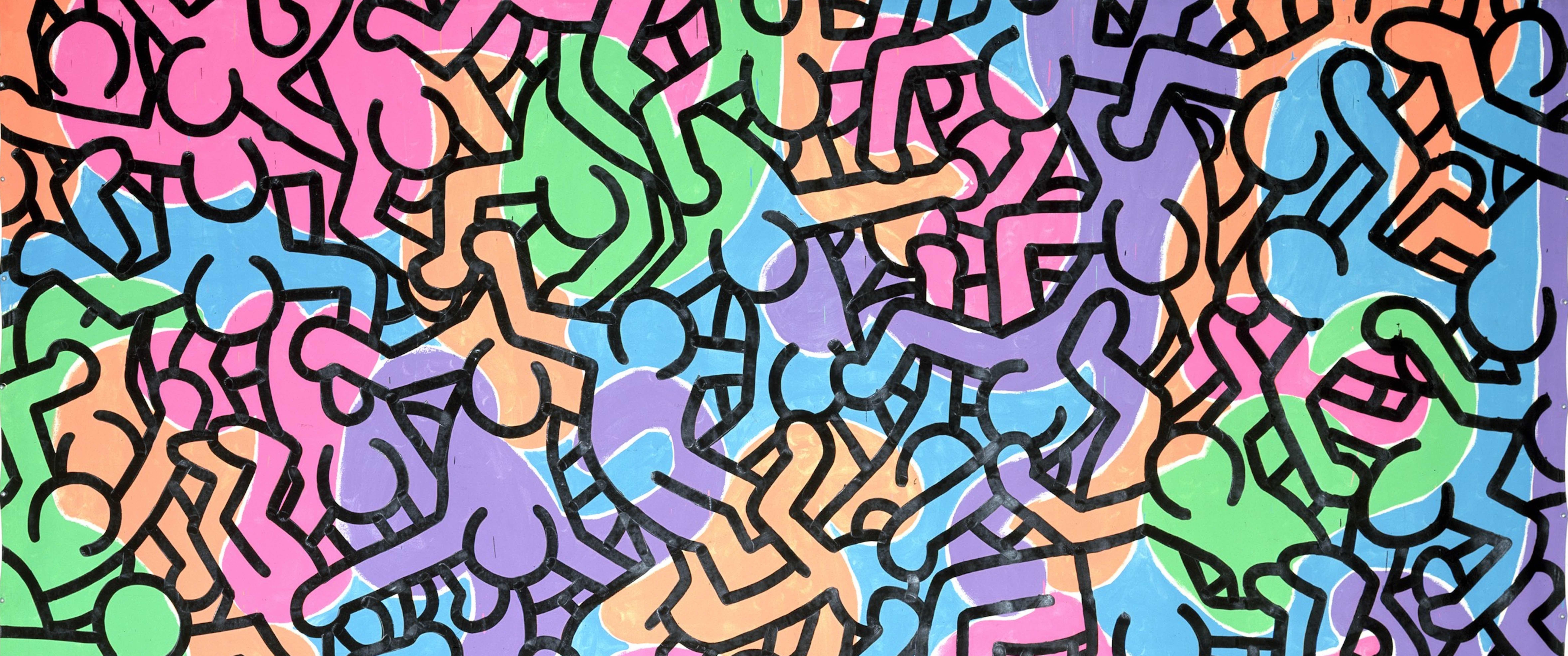 Keith Haring Acrylic Pop Art Fabric Oil Painting Drawing 6880x2880