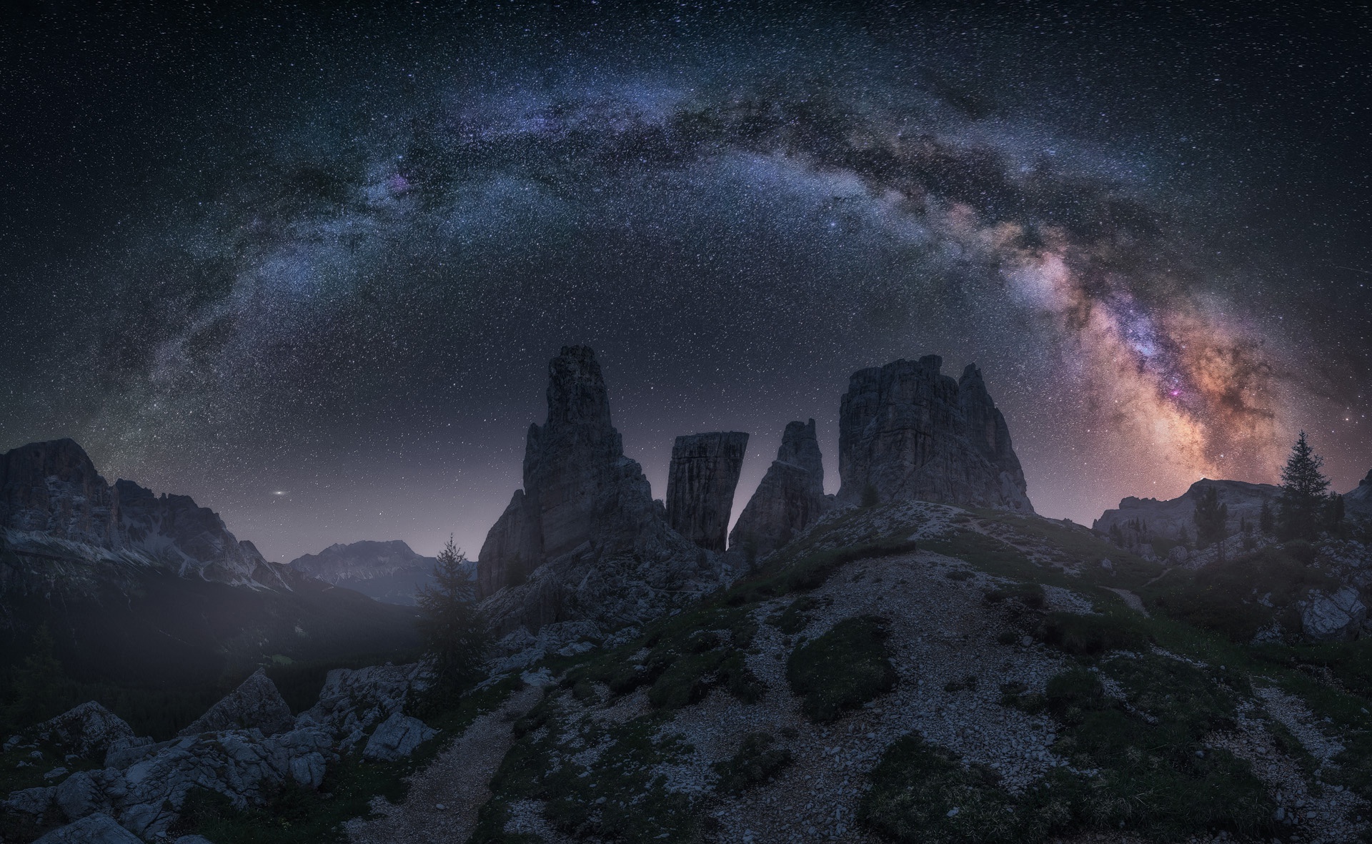 Nature Mountain Sky Stars Milky Way 1920x1181