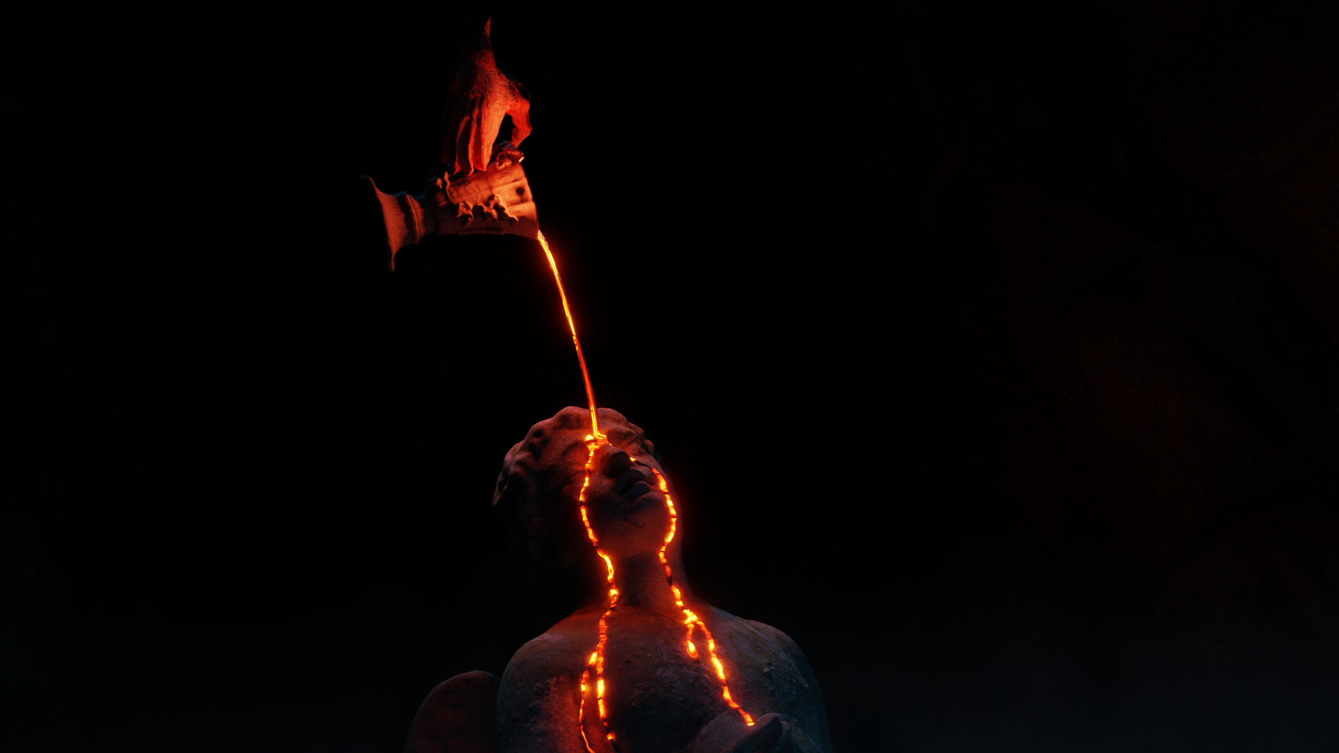Crying Lava Tears Statue Red Dark 1920x1080