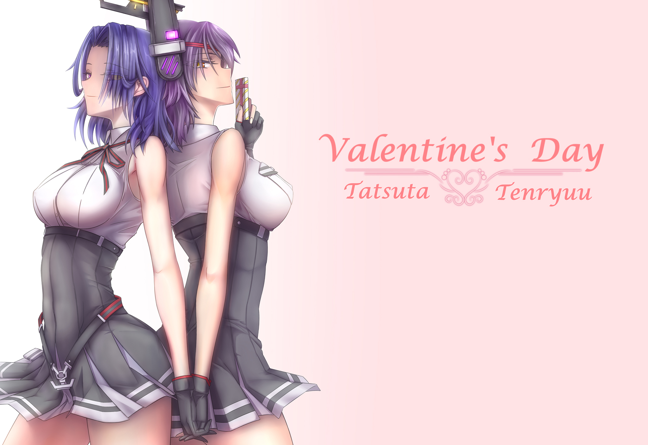Tatsuta KanColle Tenryuu KanColle Short Hair Purple Hair Anime Anime Girls Artwork Digital Art Fan A 2060x1417