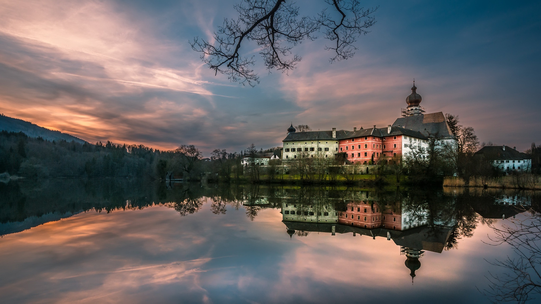 Outdoors Germany Monastery Sky Water Reflection 2048x1152