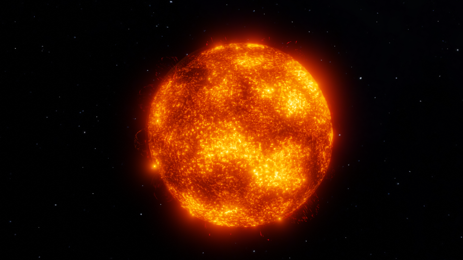 Space Sun Stars Red Sun Blender 3D Abstract 3D Graphics Digital Art 1920x1080
