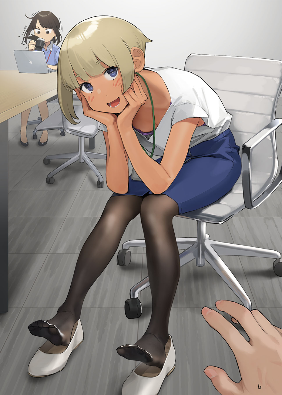 Anime Anime Girls Original Characters Short Hair Blonde Yomu Vertical Artwork Office Office Girl POV 930x1300