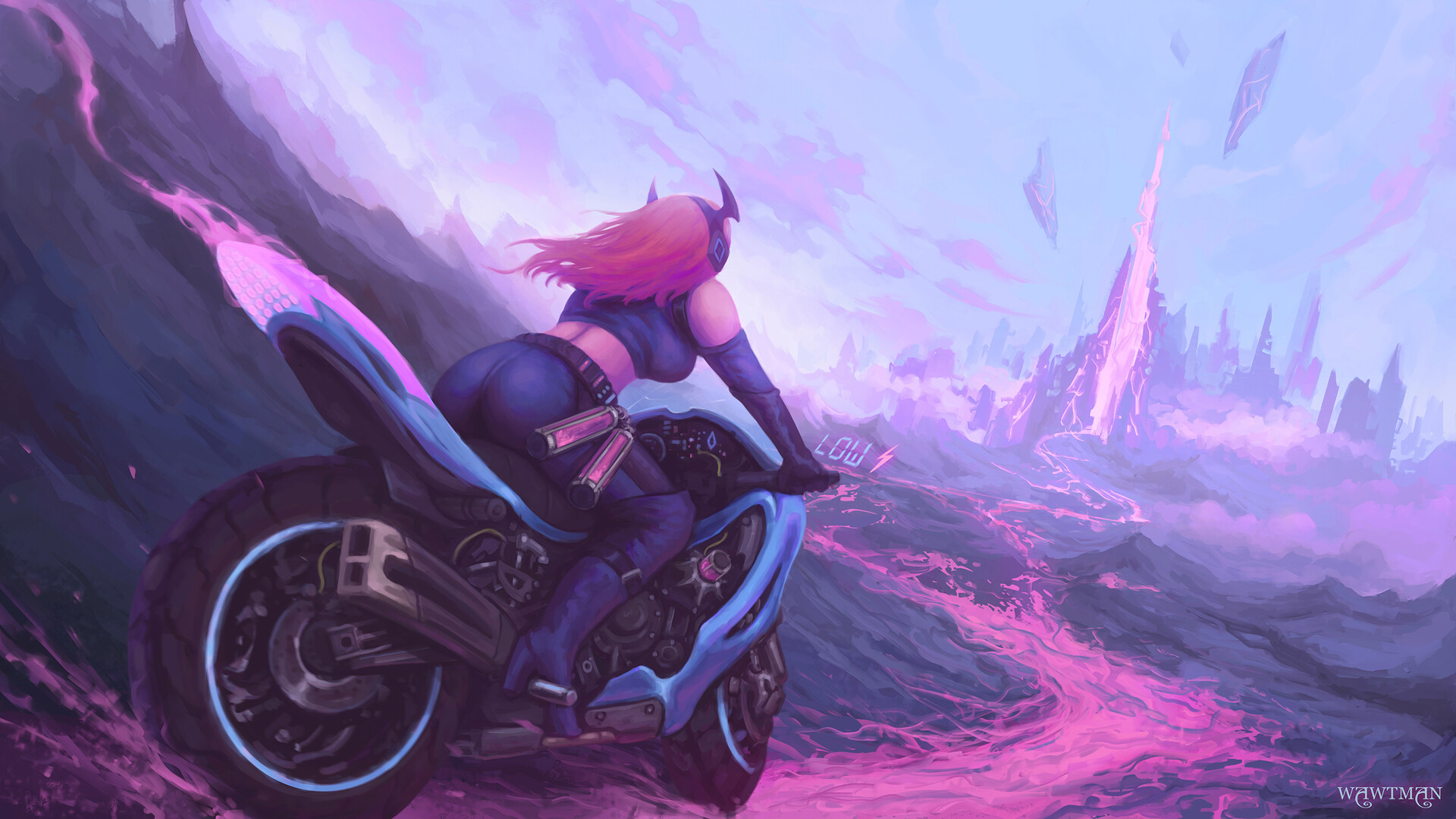 Digital Art Digital Ilya Vatutin Redhead Motorcycle 1920x1080