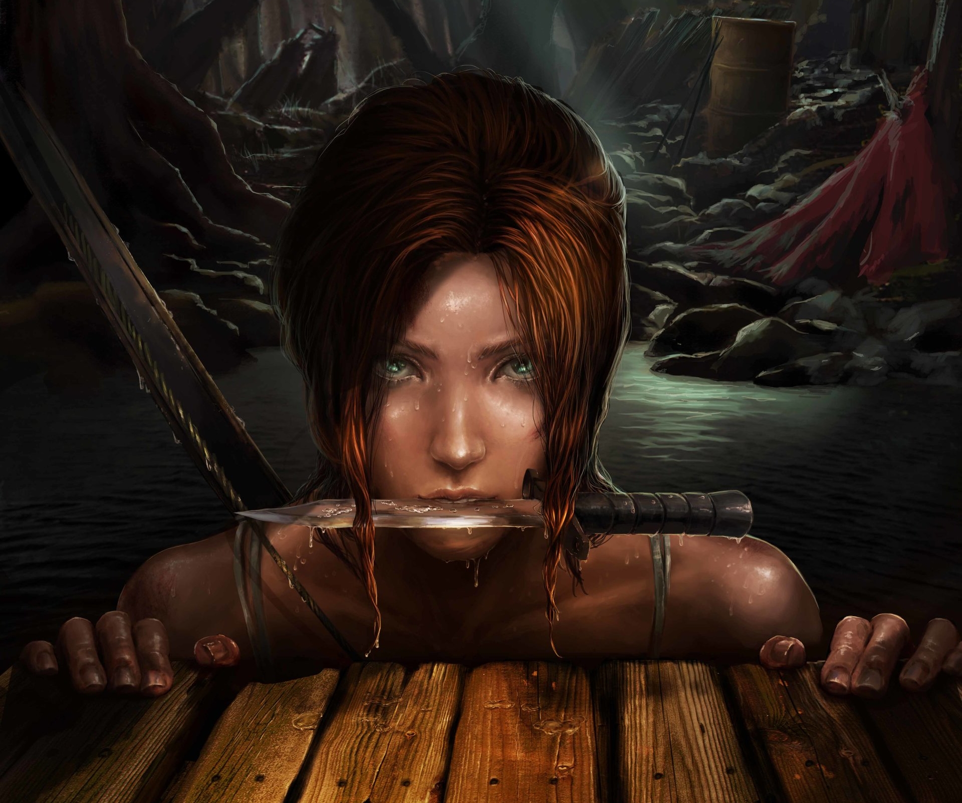 Lara Croft Girl Face Orange Hair Green Eyes 1920x1603
