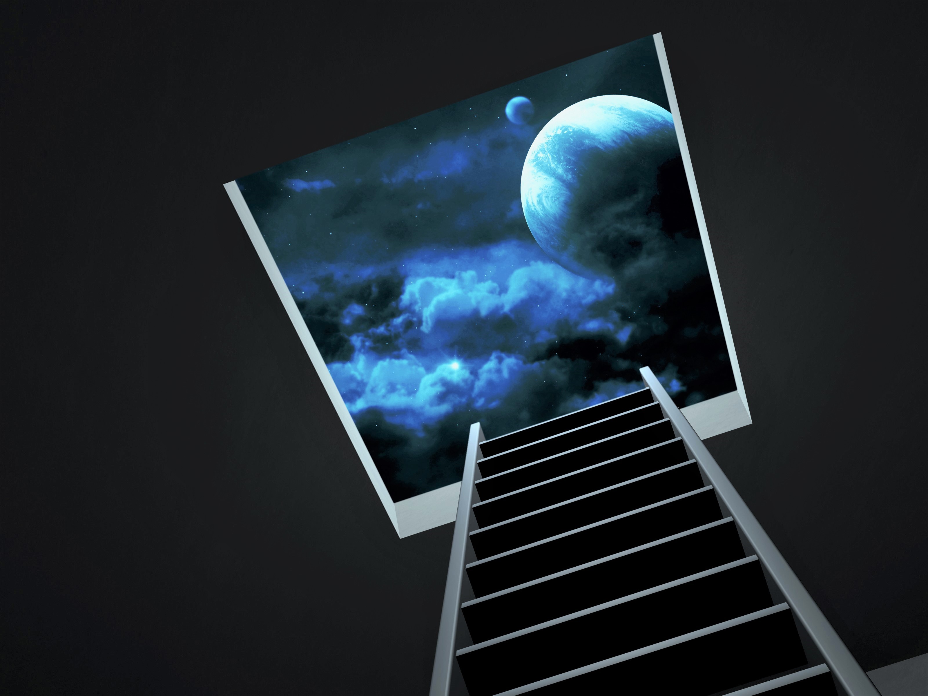 Blue Cloud Ladder Planet Sky Space 3200x2400