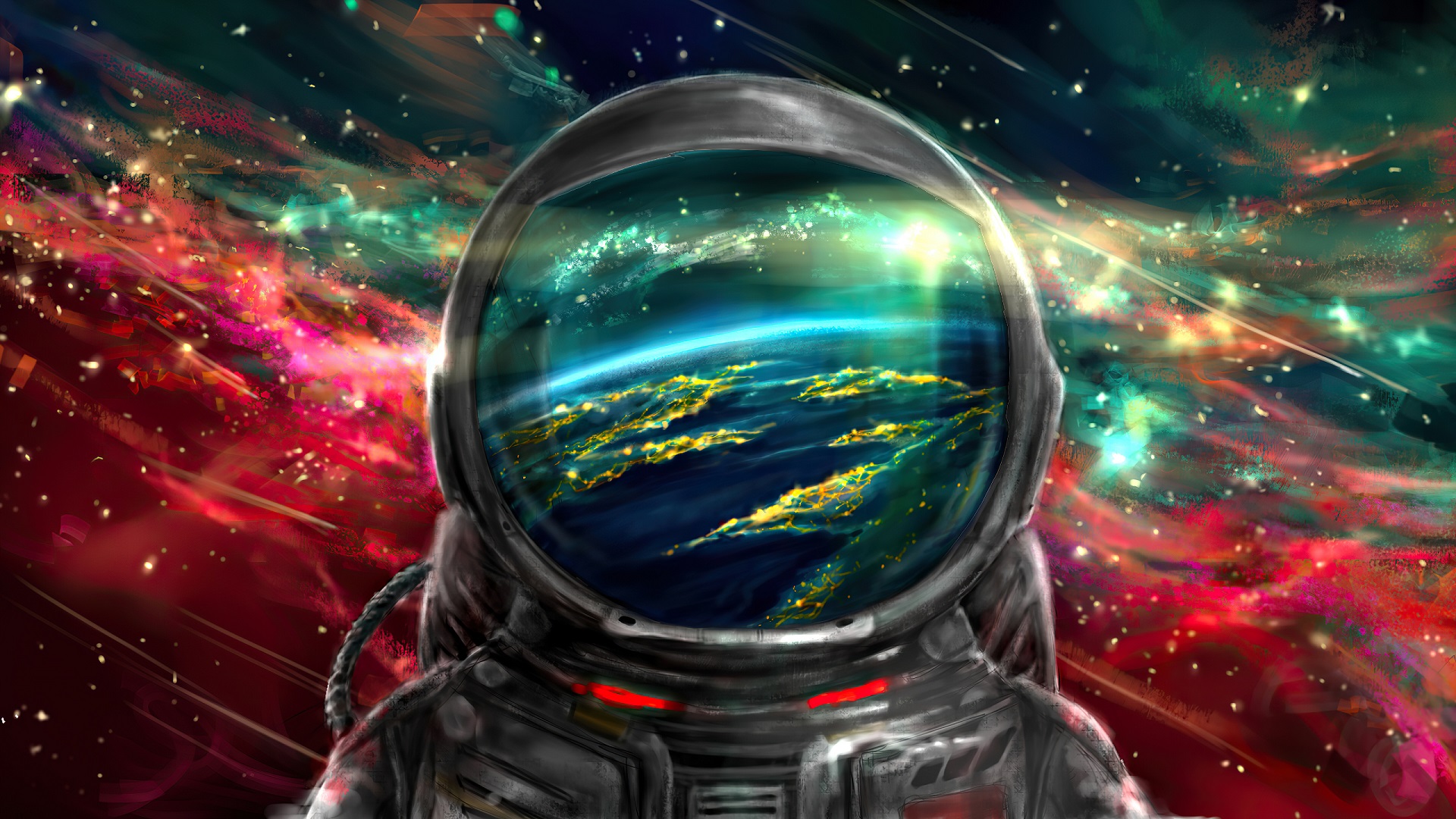 Astronaut Artwork Colorful 1920x1080