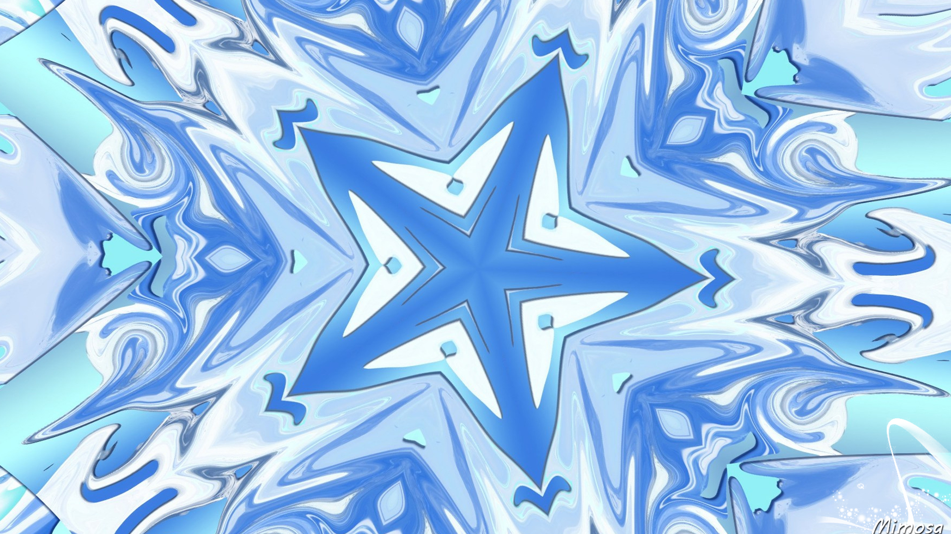 Artistic Digital Art Pattern Blue Star 1920x1080