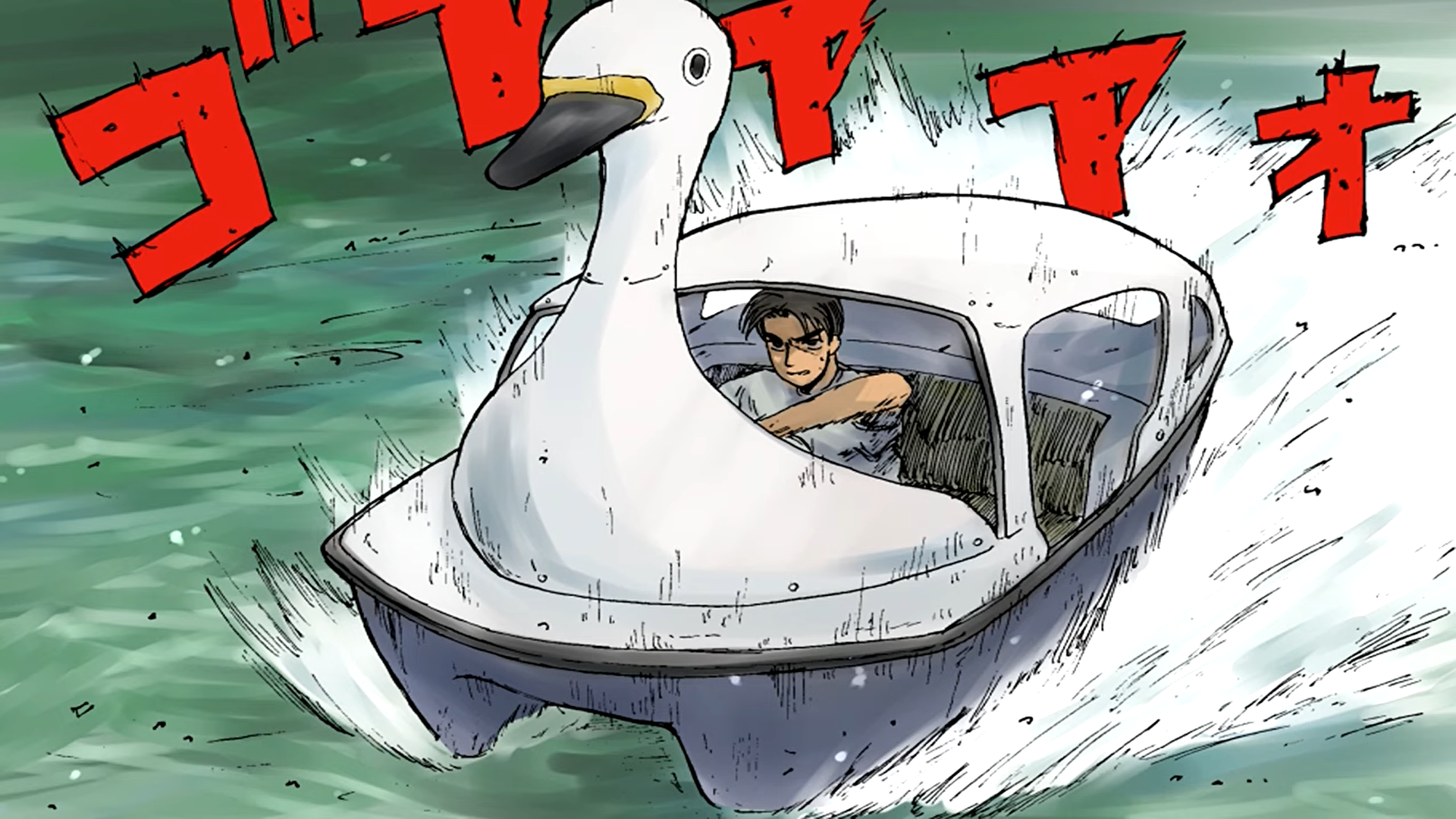 Takumi Fujiwara Drift Duck Boat Initial D Parody 1920x1080