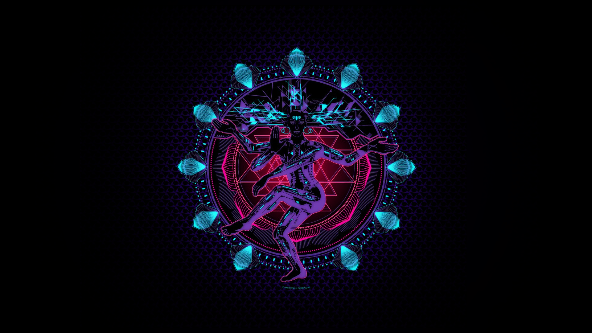Shiva Digital Art Cyber Cyberpunk Neon Glowing 1920x1080