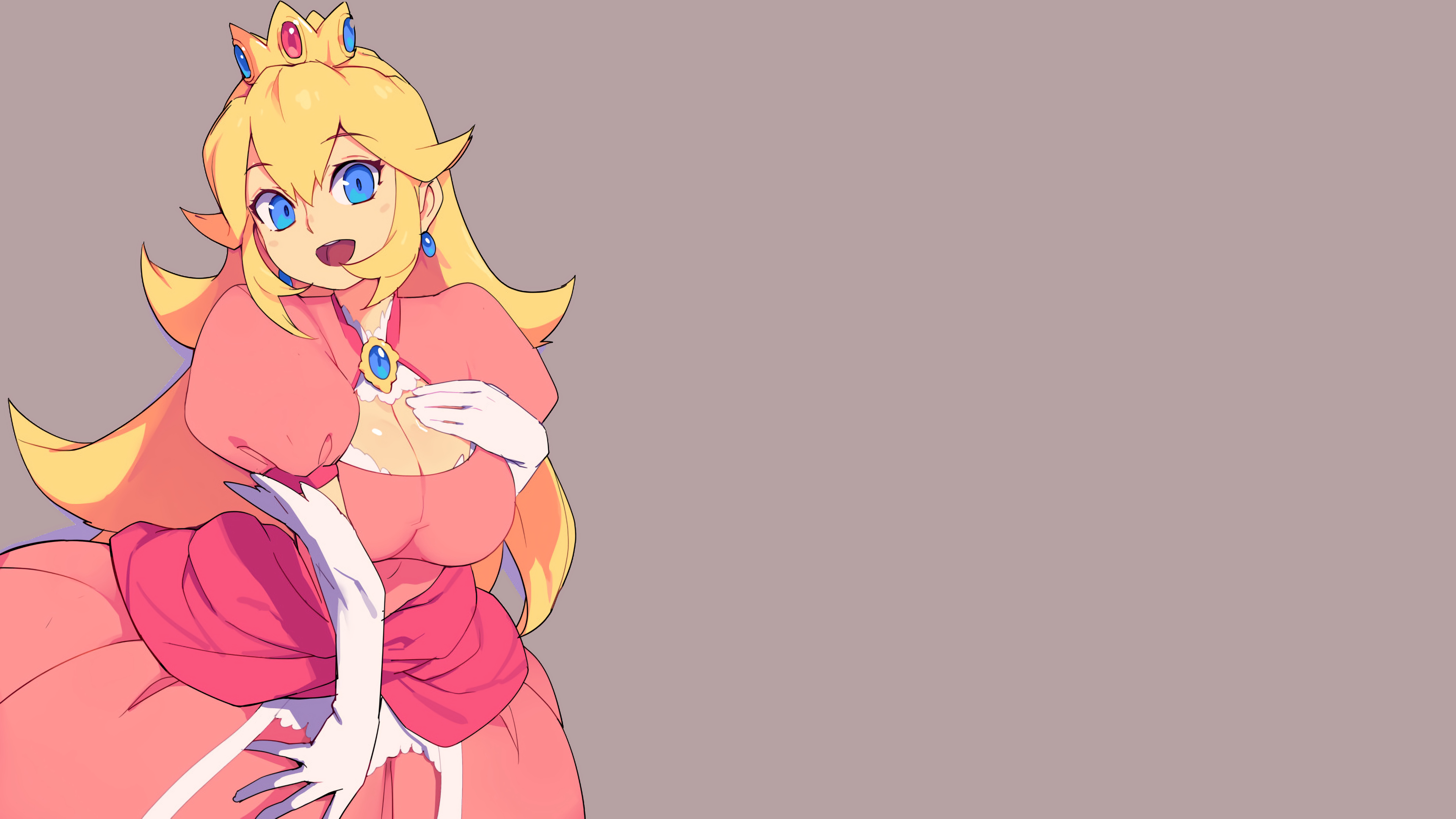 Video Games Super Mario Super Mario Bros Super Smash Brothers Princess Peach Pink Dress Crown Bridal 3840x2160