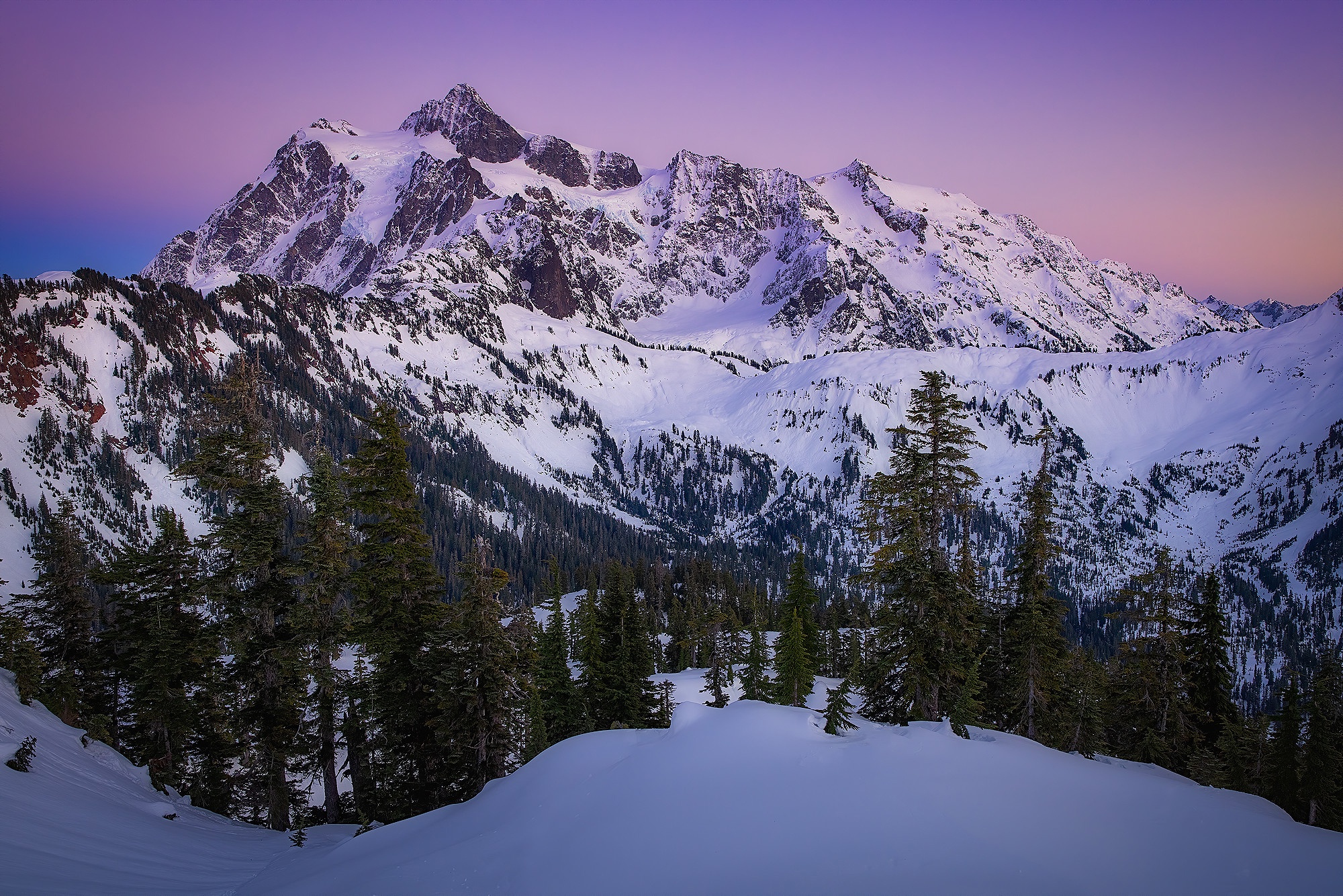 Mount Shuksan National Park Cascade Range Snow Sunset 2000x1334