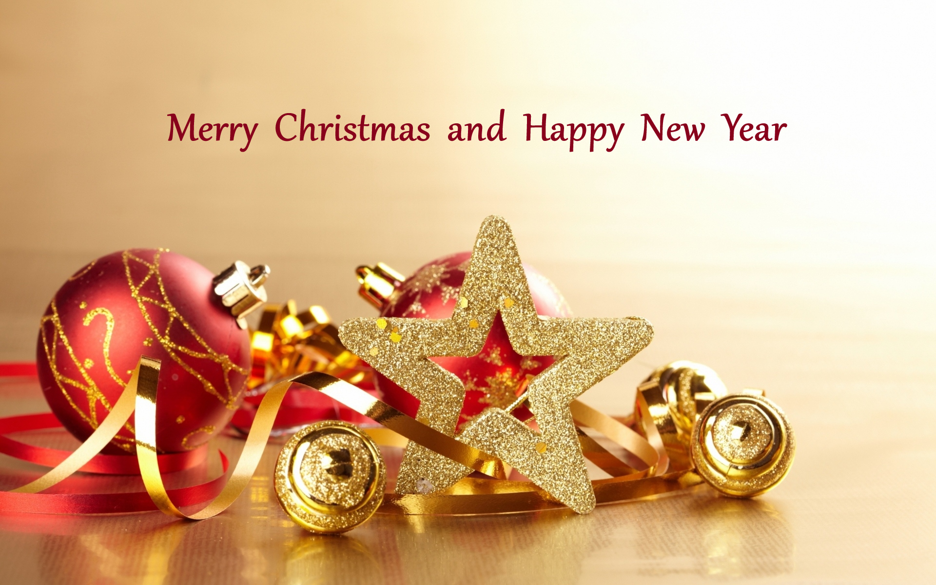 Merry Christmas Happy New Year Decoration Golden New Year Star 1920x1200