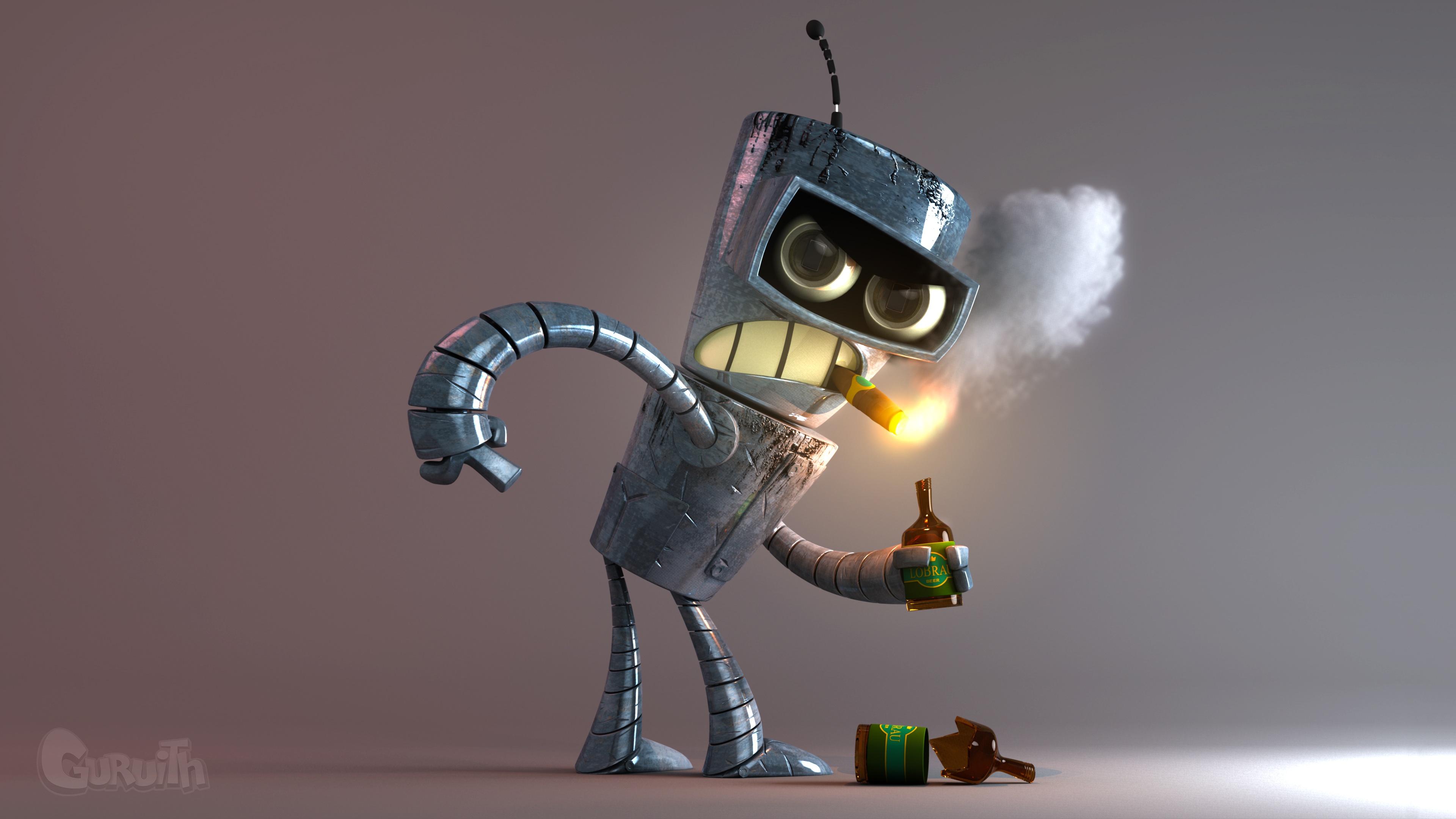 Bender Futurama Cigar Robot 3840x2160