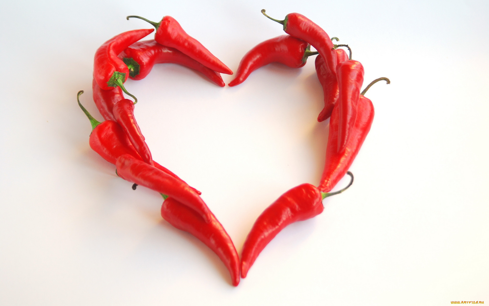 Food Pepper Heart Design White Background Chilli Peppers 1920x1200