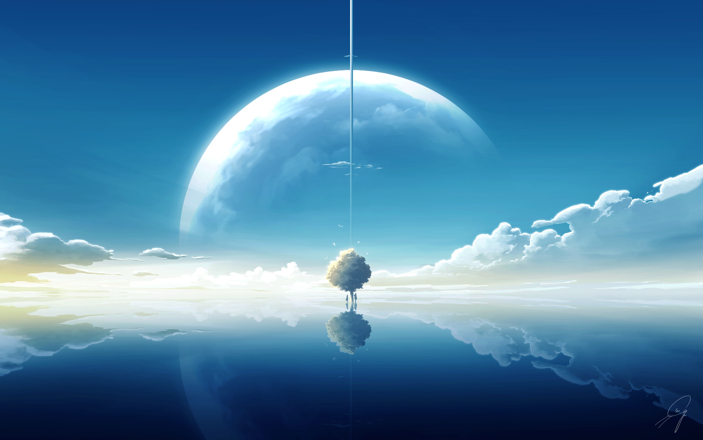 Cloud Planet Reflection Sky Tree Water 2360x1480
