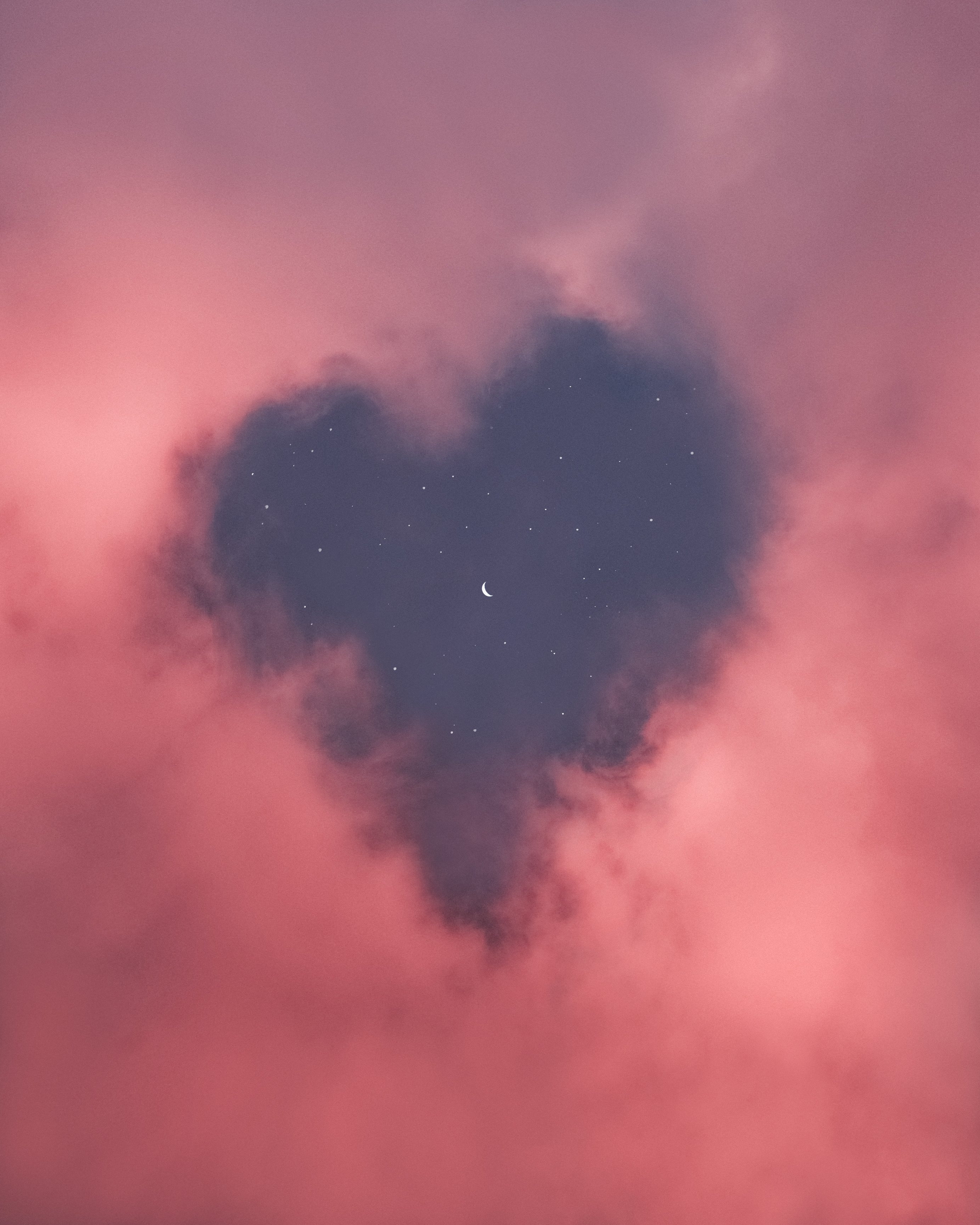 Heart Design Sky Moon Stars Clouds Portrait Display Vertical 2767x3459