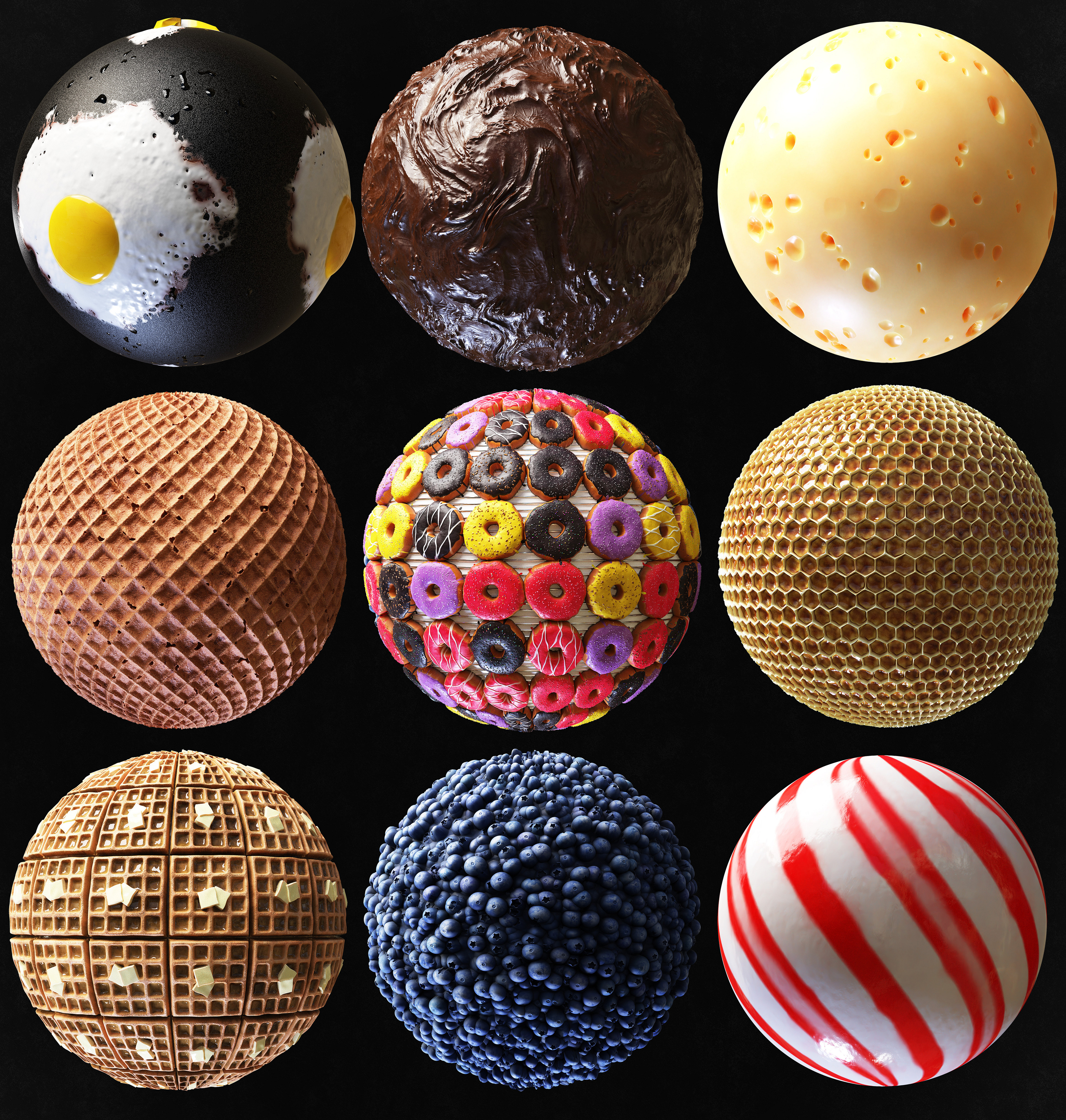 Julio Sillet ArtStation Food Sphere Texture Digital Art 3840x4037