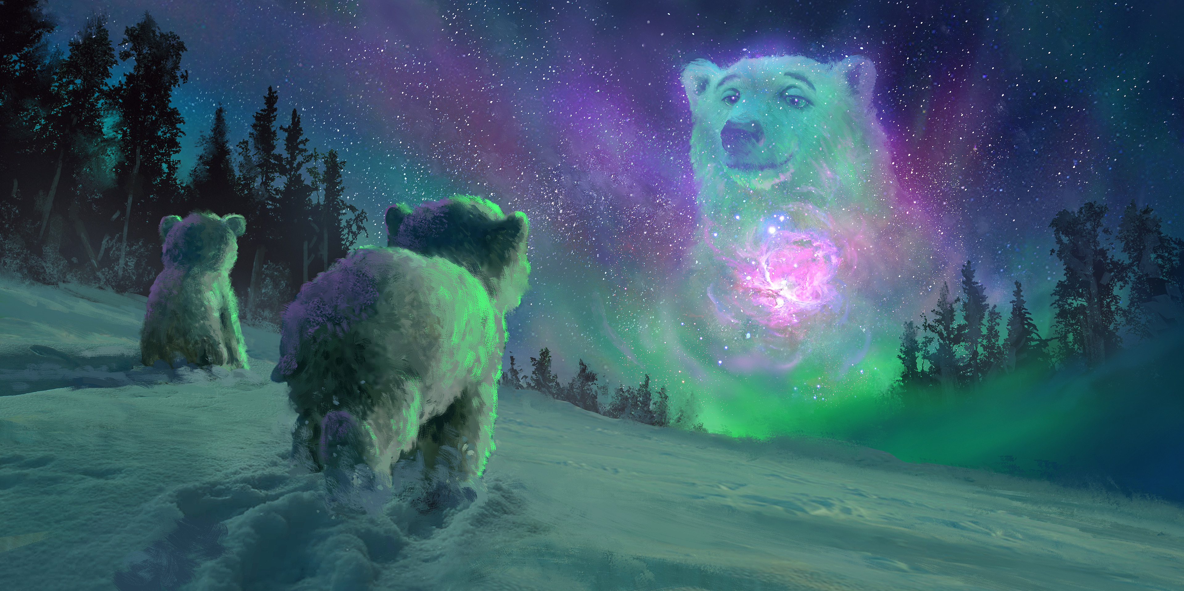 Gavin ODonnell ArtStation Winter Snow Bears 3840x1917