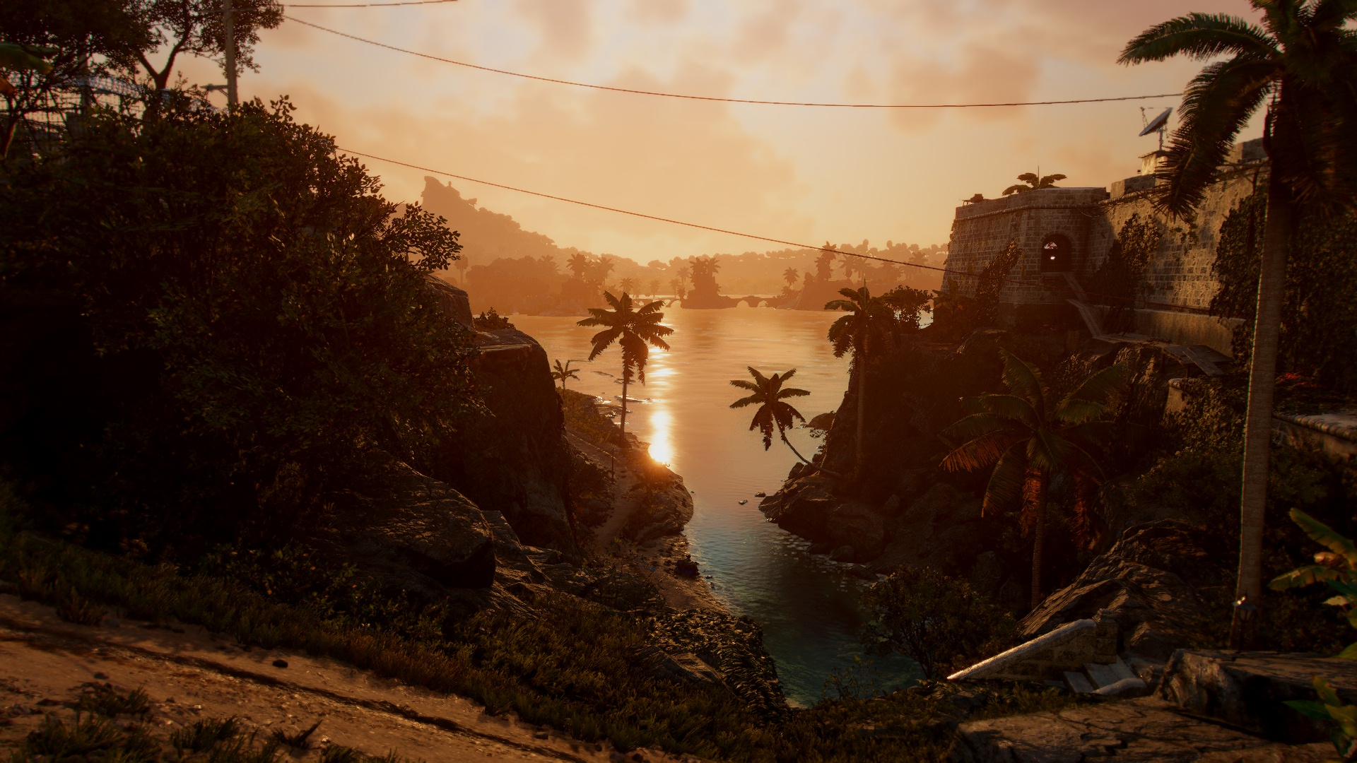 Far Cry 6 Video Games Palm Trees Sunlight 1920x1080