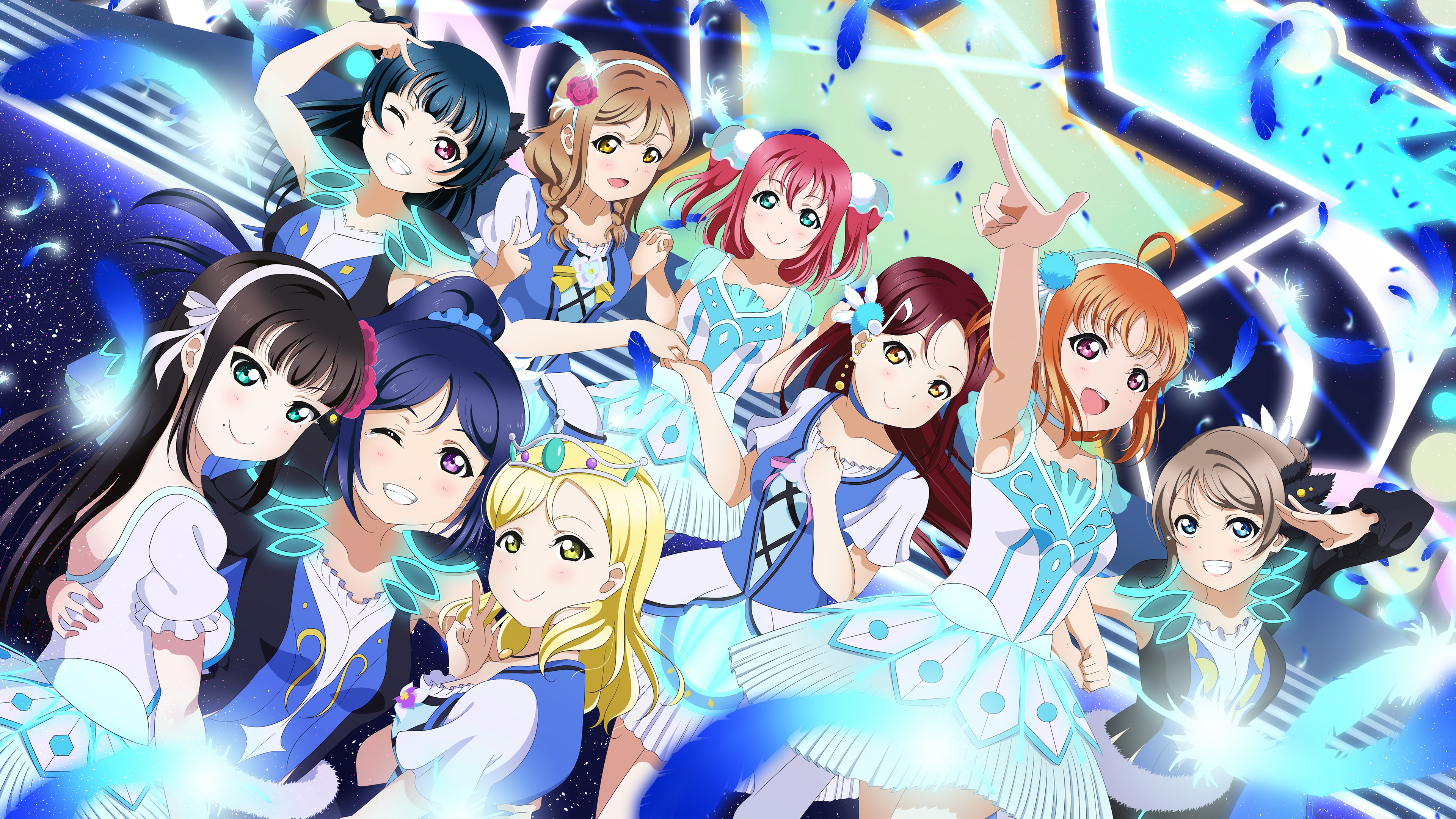 Hanamaru Kunikida Dia Kurosawa Ruby Kurosawa Kanan Matsuura Mari Ohara Riko Sakurauchi Chika Takami  3840x2160