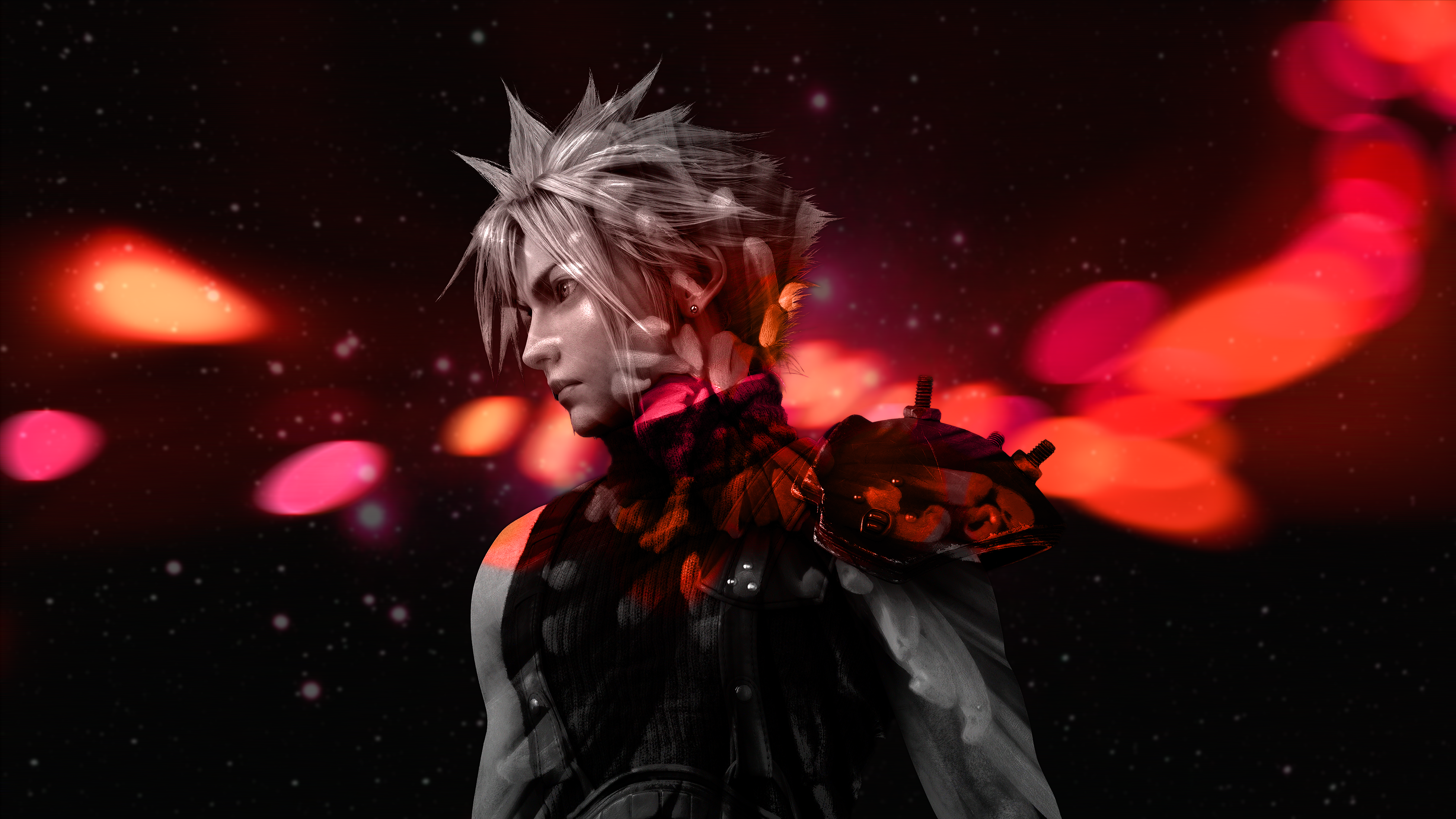 Cloud Strife Final Fantasy Vii Abstract Photoshopped Red 3912x2201