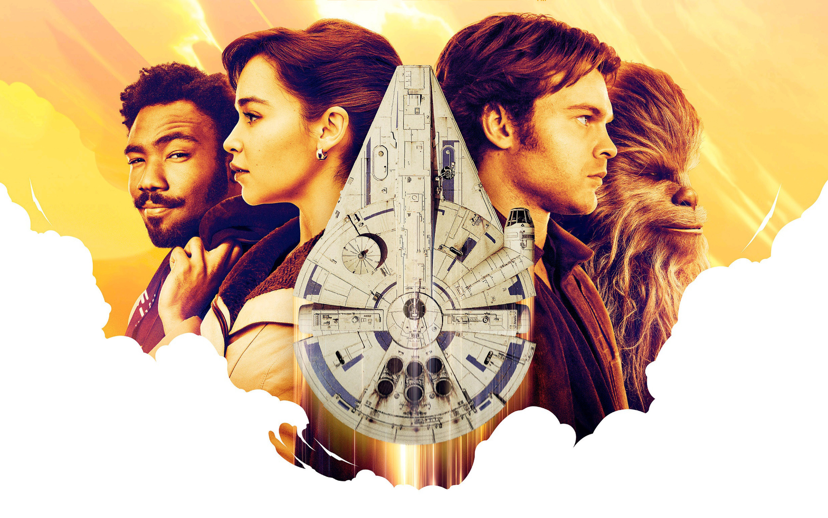 Star Wars Han Solo Chewbacca Lando Calrissian Emilia Clarke Millennium Falcon Donald Glover Qi 039 R 3200x2000