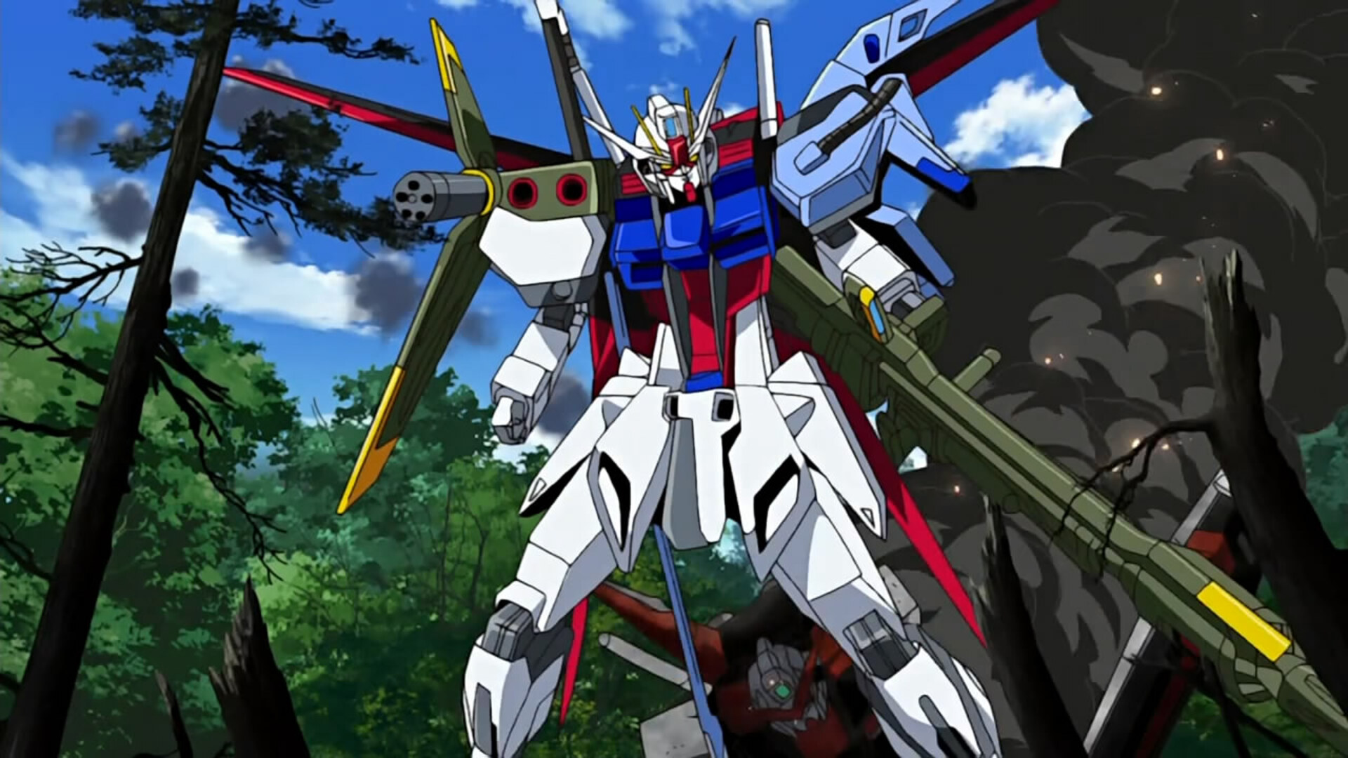 Anime Anime Screenshot Mech Gundam Mobile Suit Gundam SEED Perfect Strike Gundam Digital Art 1920x1080