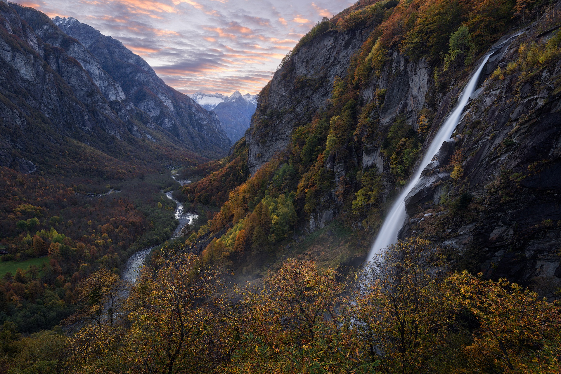 Fall Mountain Nature River Switzerland 1920x1281