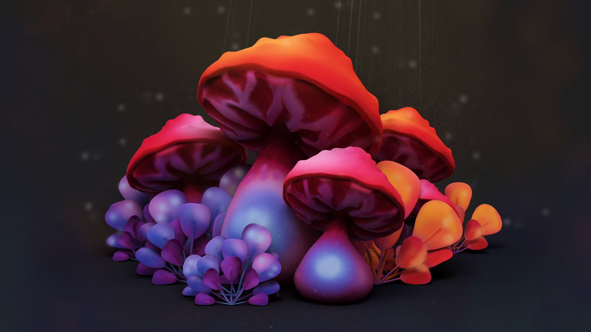 Digital Art Artwork Mushroom 1920x1080