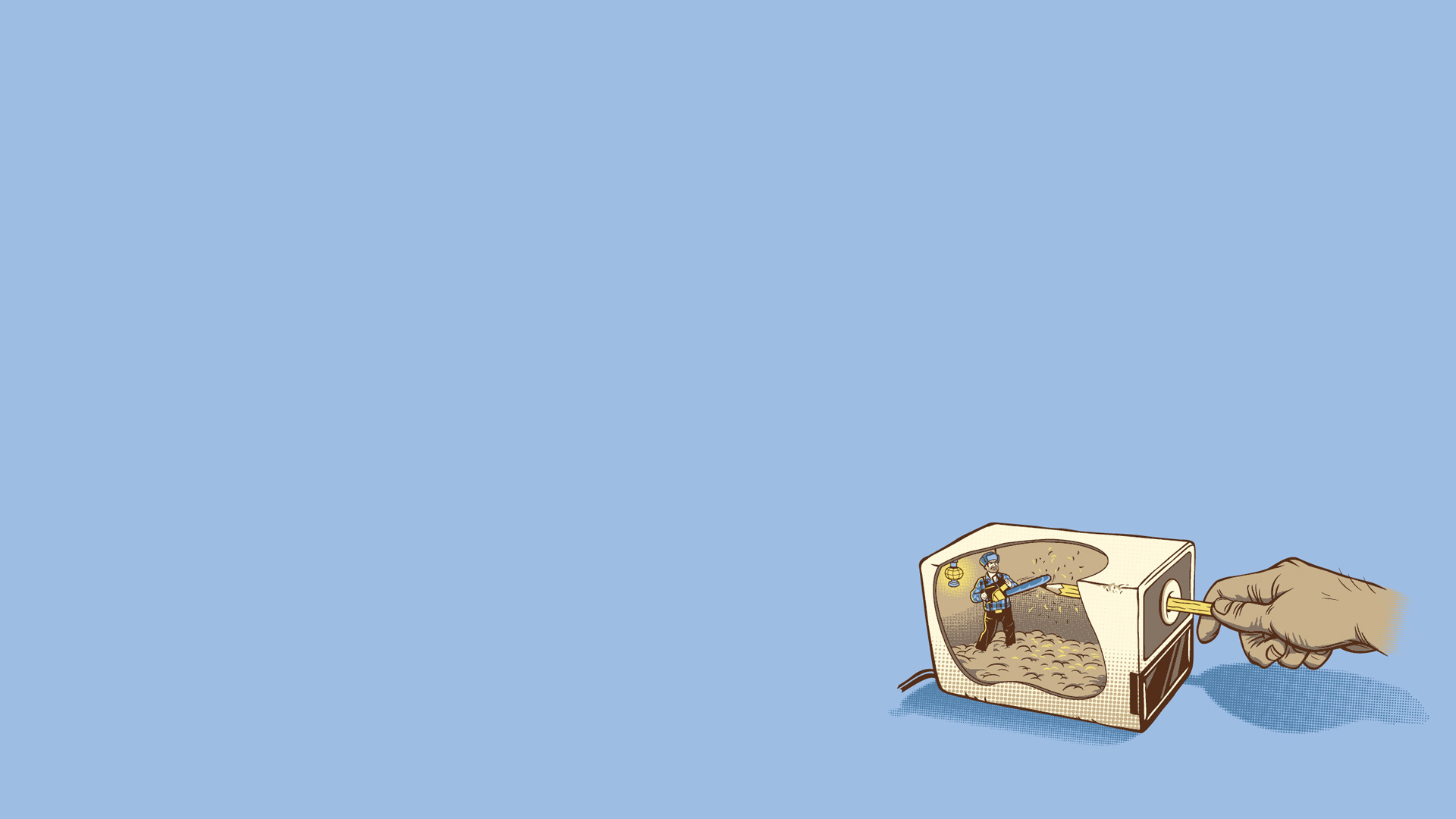 Minimalism Humor Pencil Sharpener Simple Background 1920x1080