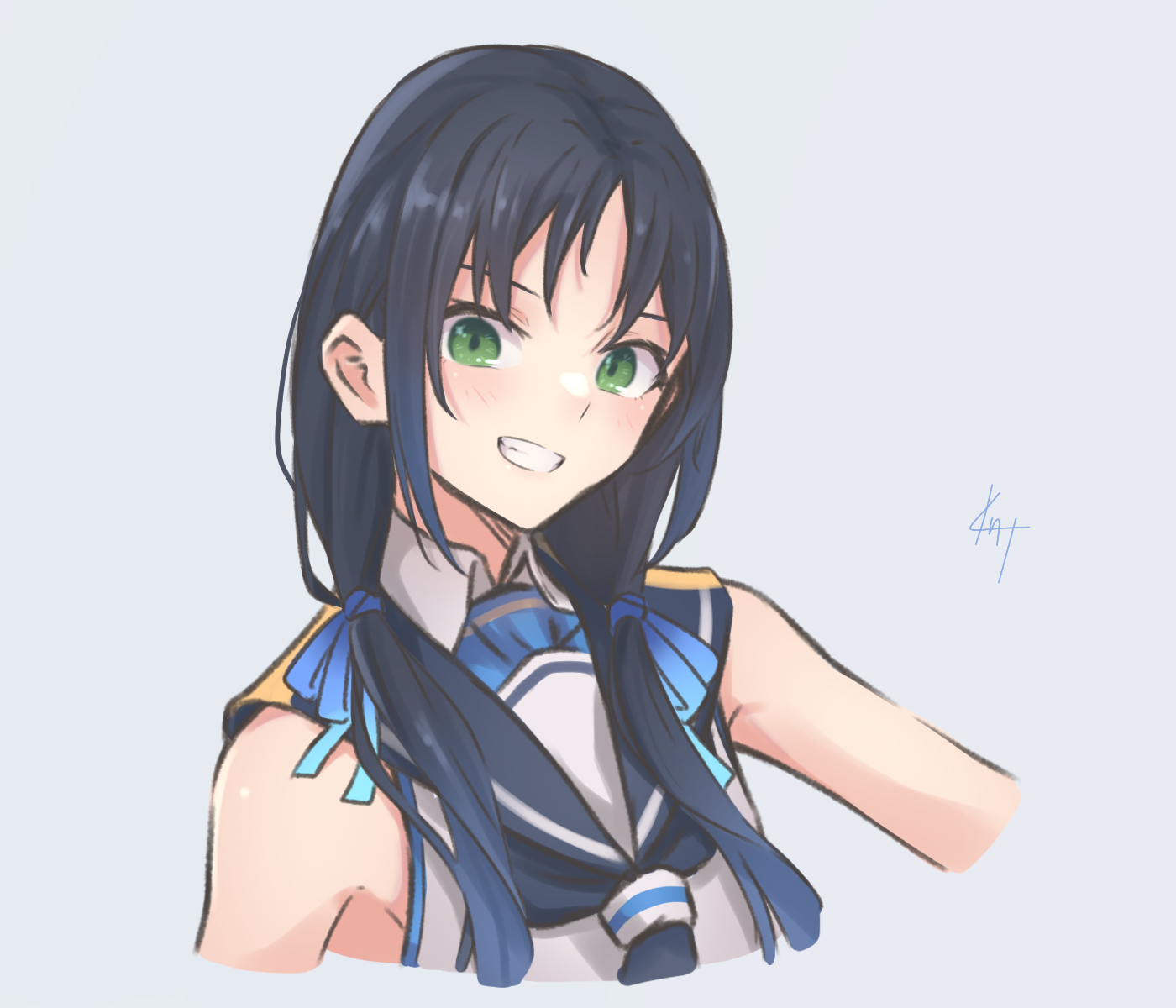 Suzukaze KanColle Shoulder Length Hair Blue Hair Kantai Collection Anime Anime Girls Artwork Digital 1400x1200