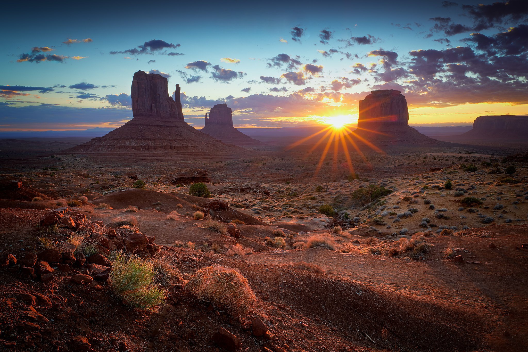 Desert Landscape Sunrise Usa 2048x1365
