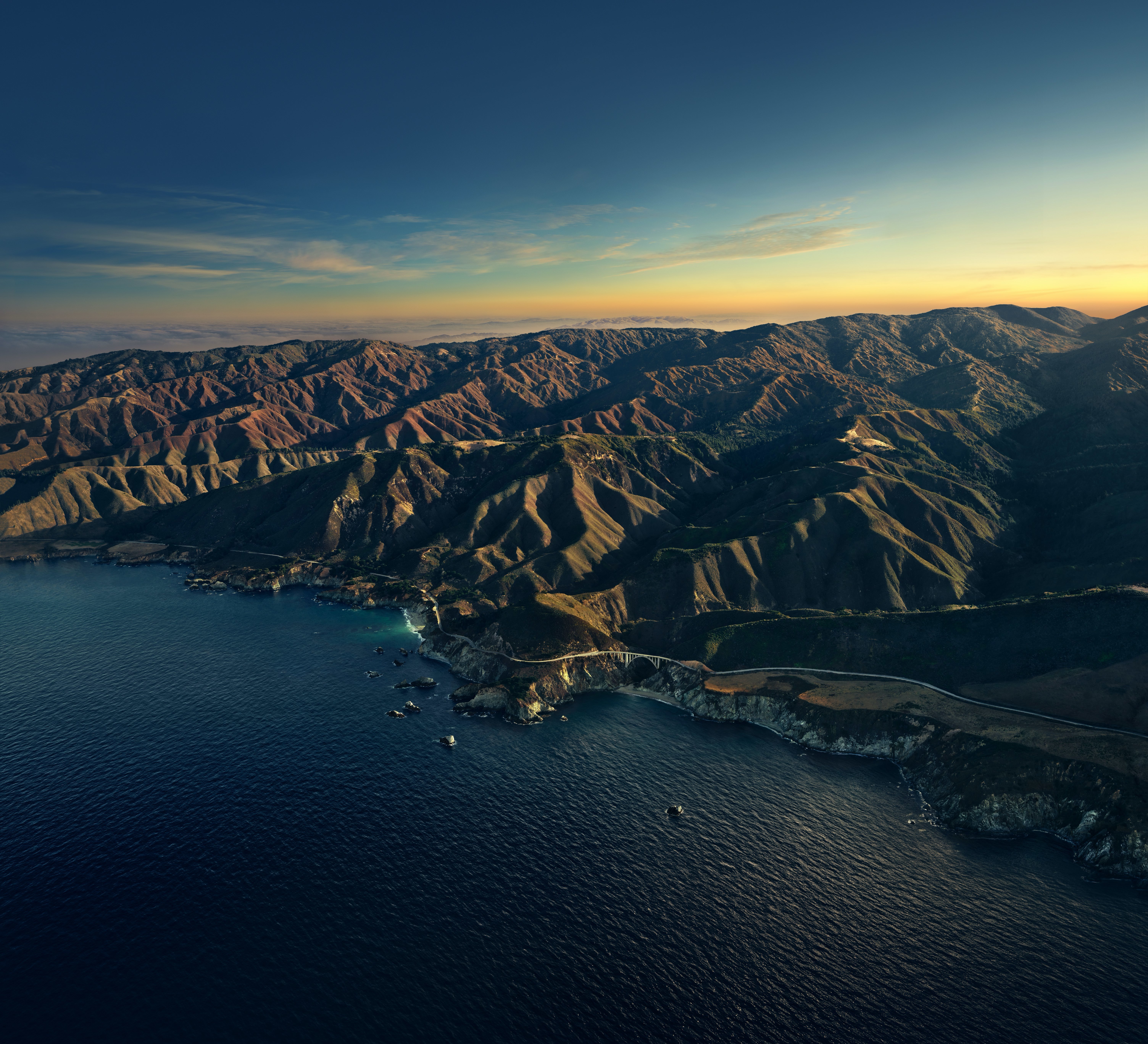Apple Inc Aerial Coastline Landscape Mountain Ocean 6016x5469