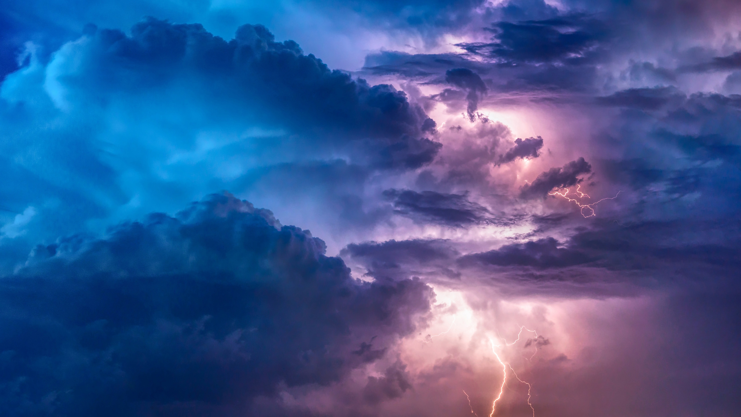 Clouds Storm Lightning Nature Sky Time Lapse 2560x1440