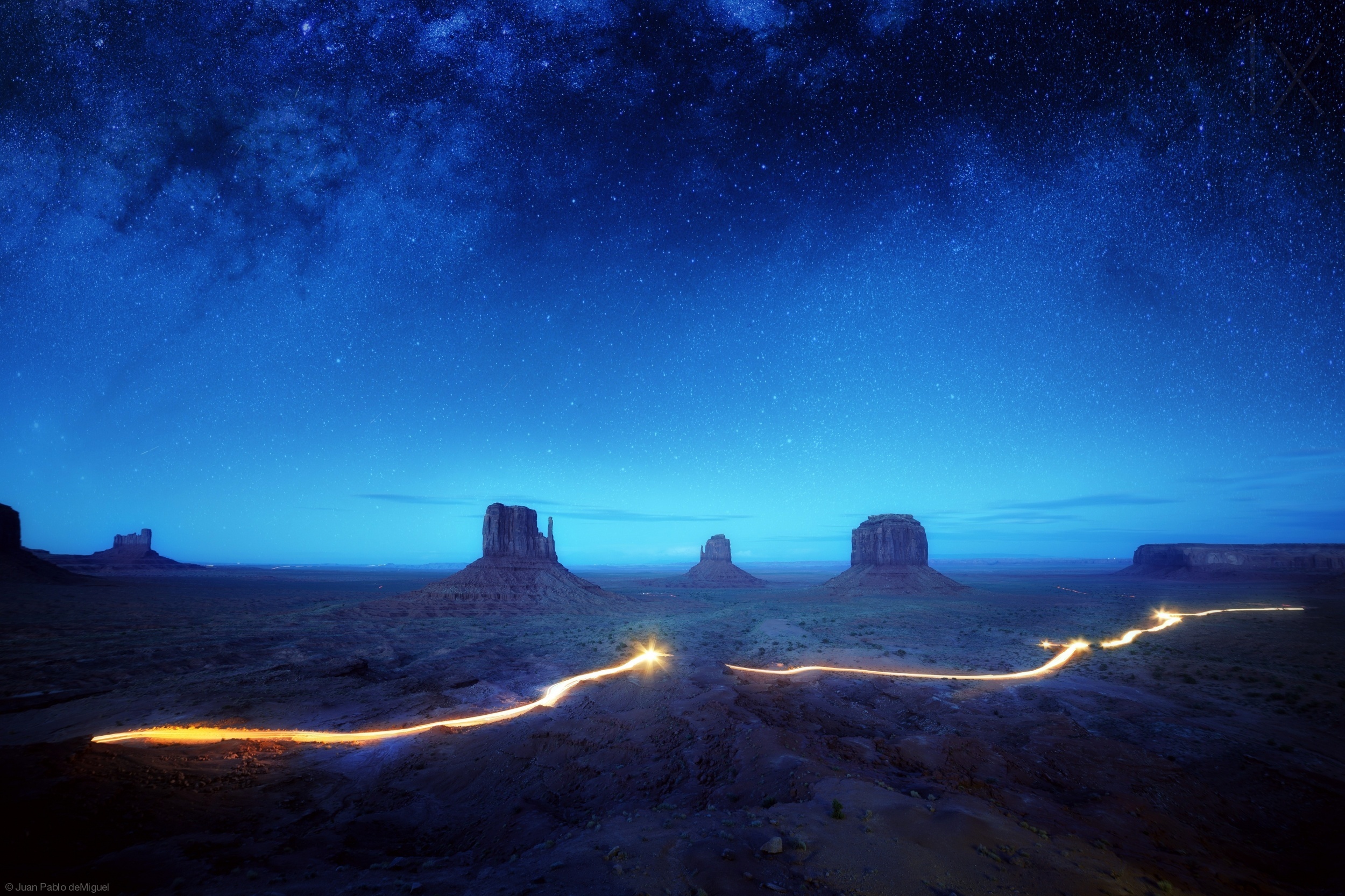 USA Monument Valley Arizona Nature Landscape Stars Sky Night 2500x1666