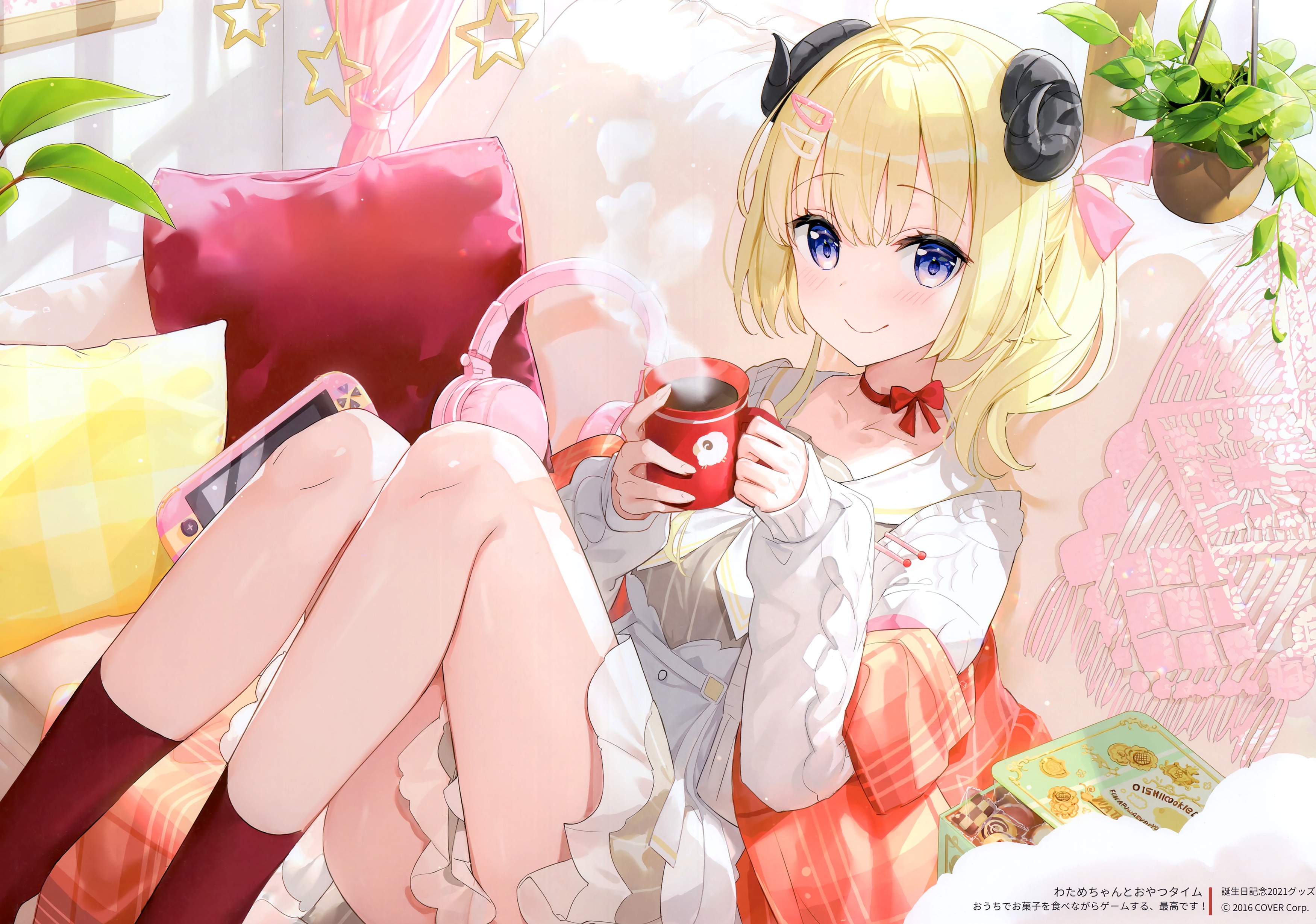 Anime Anime Girls Kyouya Kakehi Artwork Fuumi Hololive Virtual Youtuber Tsunomaki Watame Horns Blond 3500x2458