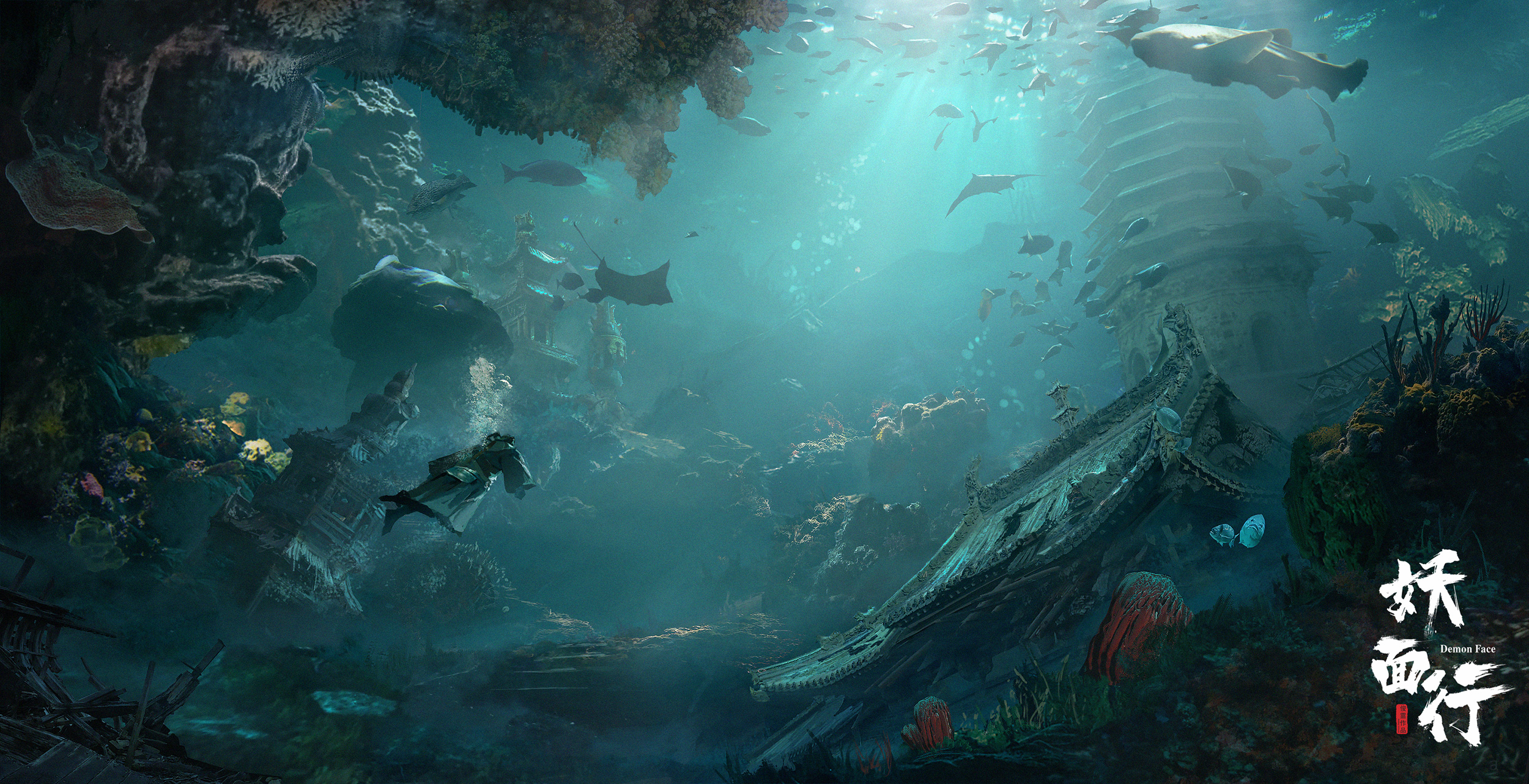 Deep Water Underwater Water Fish Wallpaper - Resolution:2500x1283 -  ID:1294980 