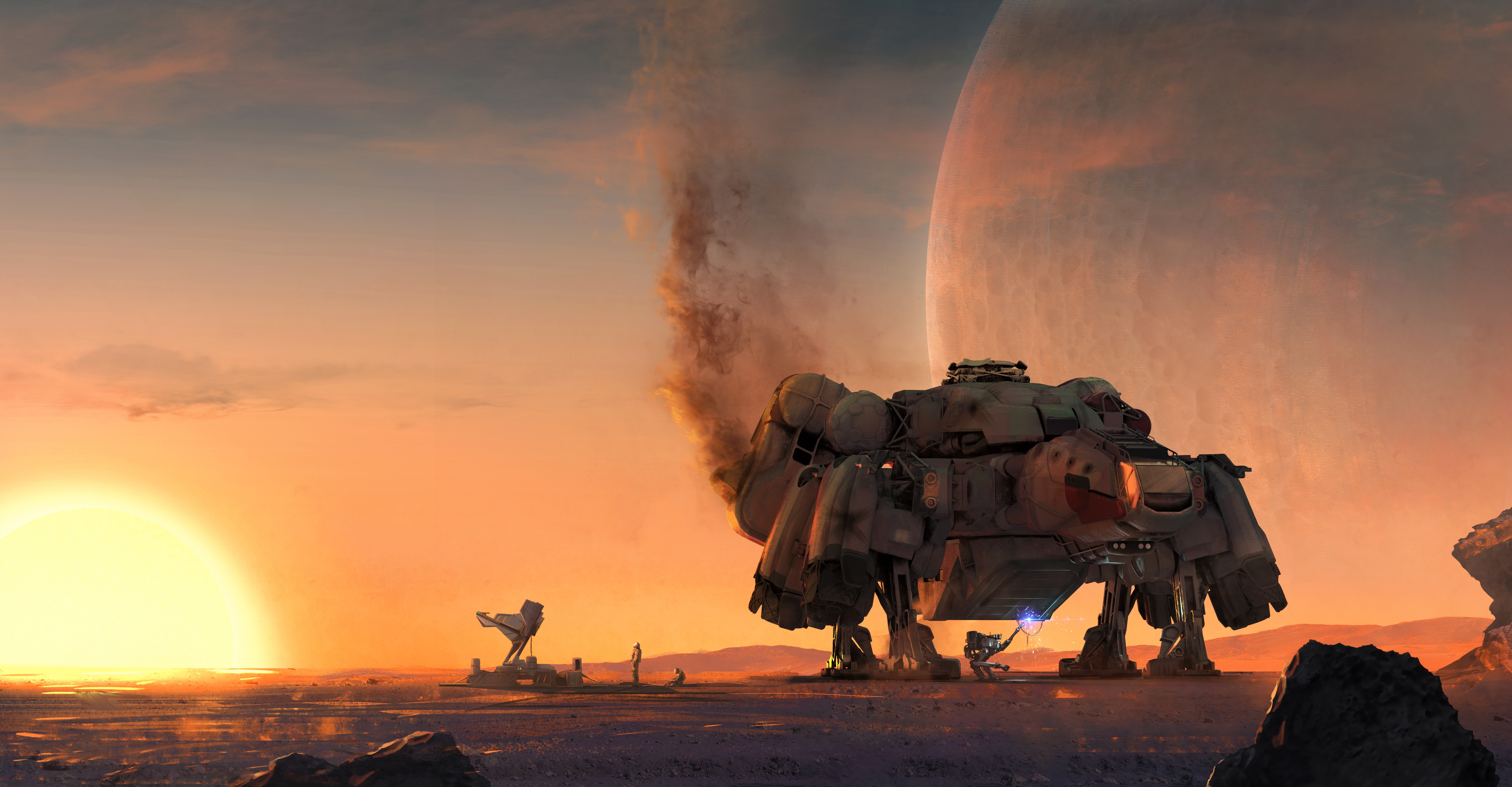 Bethesda Softworks Concept Art Video Games Spaceship Sunset Robot Planet STARFiELD The Game 5800x3021