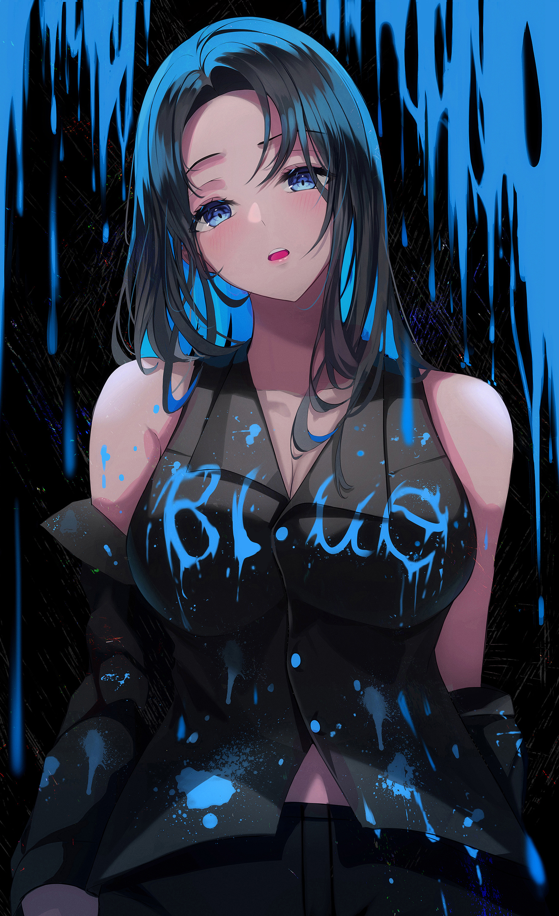 Anime Anime Girls Gongha Artwork Dark Hair Blue Eyes Wallpaper -  Resolution:1831x3000 - ID:1230344 