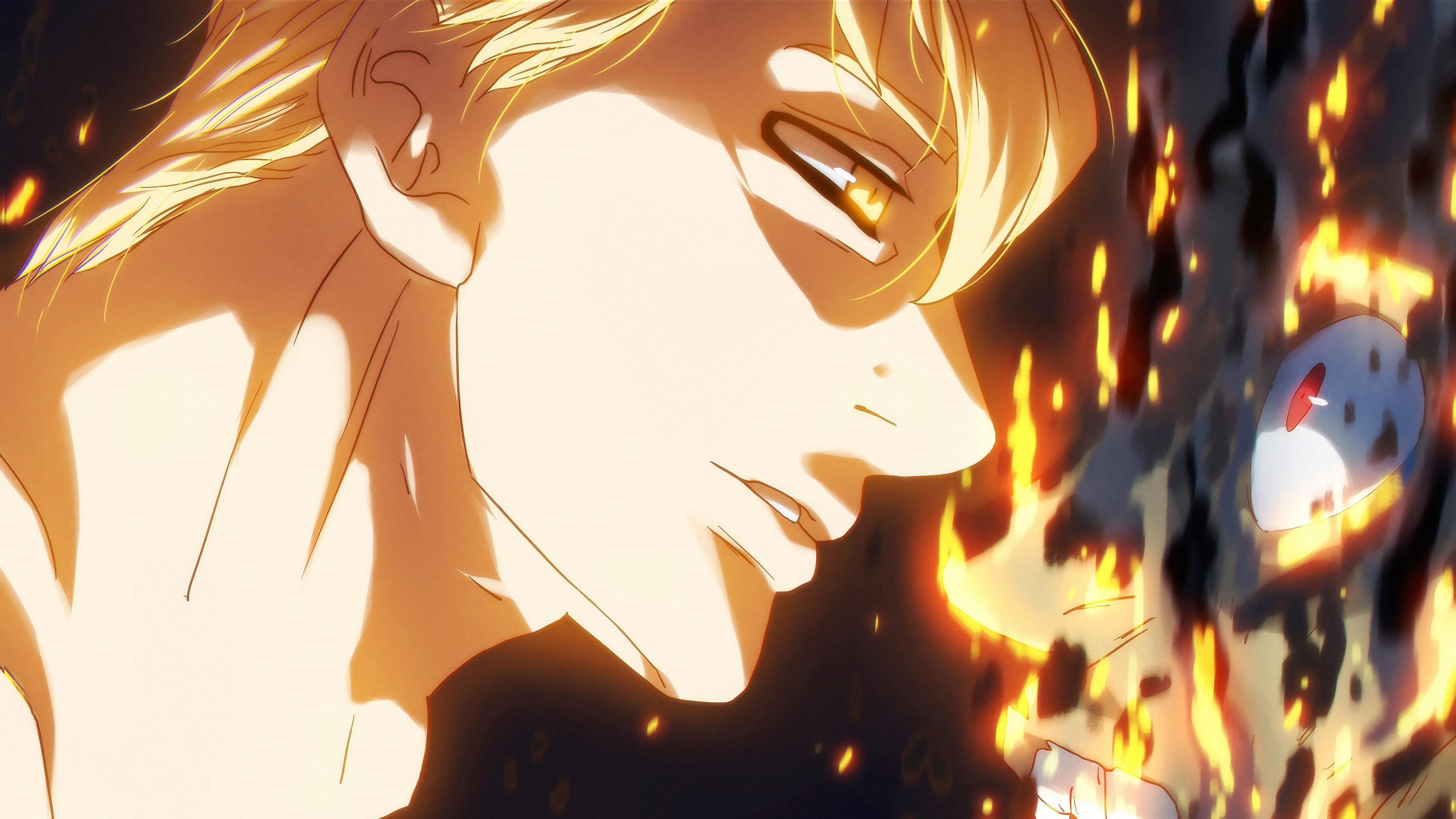 Escanor Nanatsu No Taizai Seven Deadly Sins Anime Boys Anime Anime Men Vampire Anime Burning Fire 3840x2160