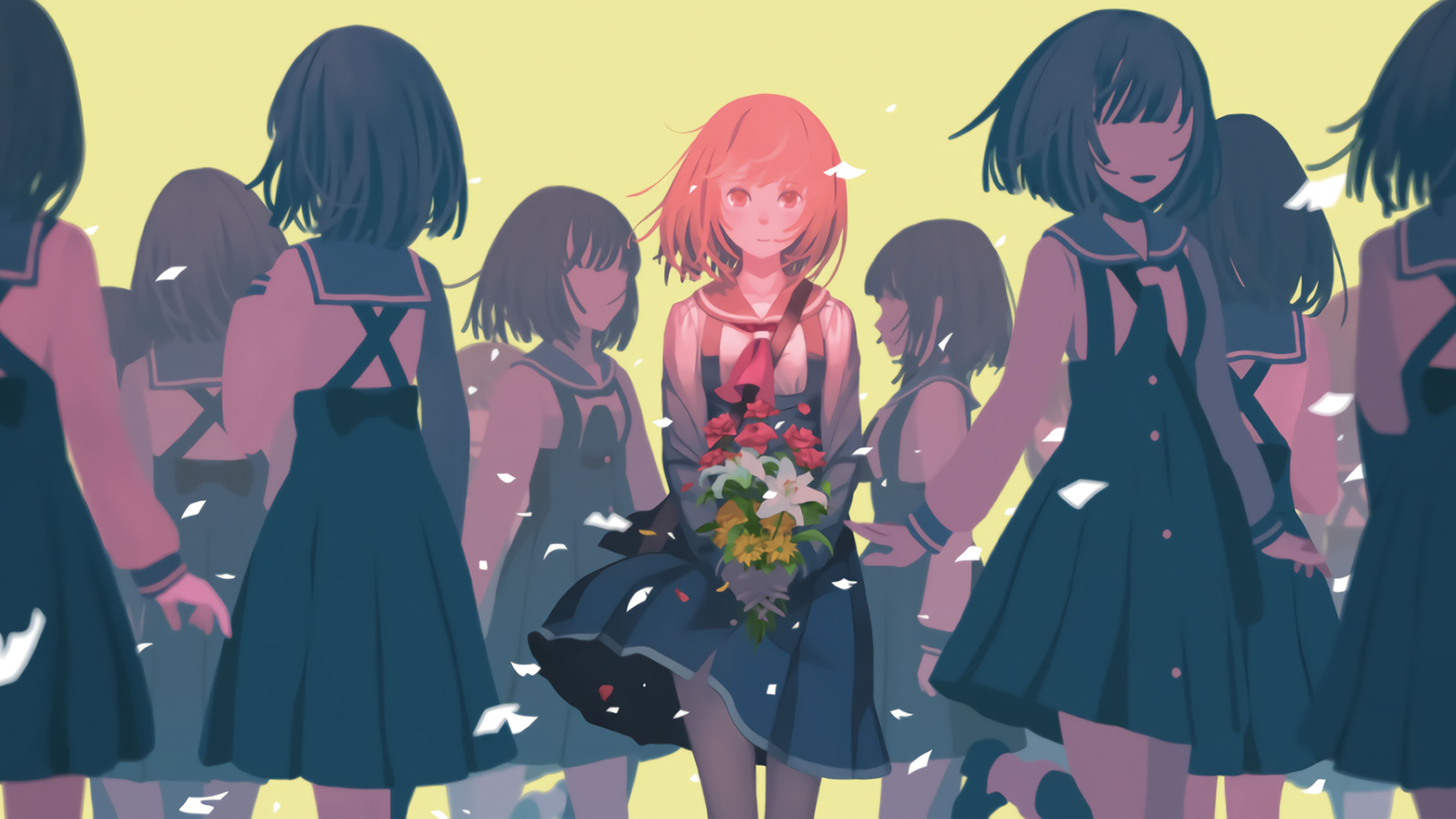 Sengoku Nadeko Vofan Monogatari Series Anime Girls School Uniform 3840x2160