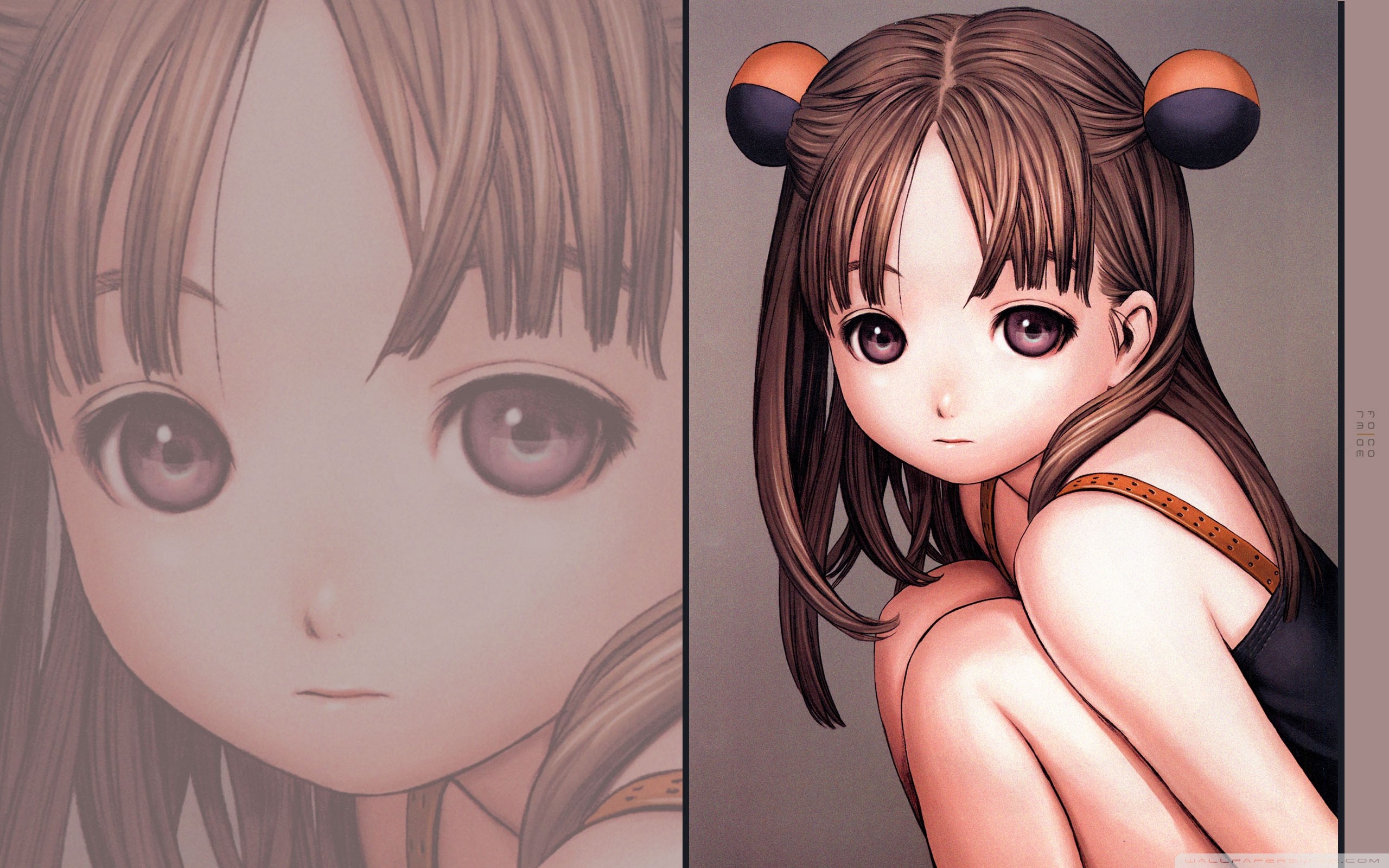 Anime Digital Art Tank Top Brunette Brown Eyes Long Hair Murata Range 2560x1600
