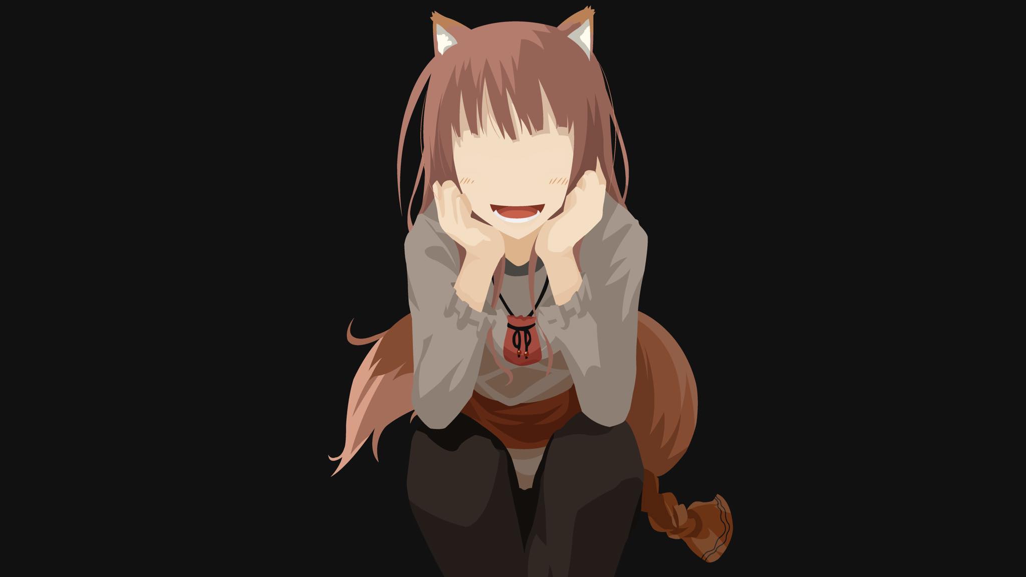 Spice And Wolf Minimalism Long Hair Curly Hair Holo Spice And Wolf Graphic Design 2048x1152