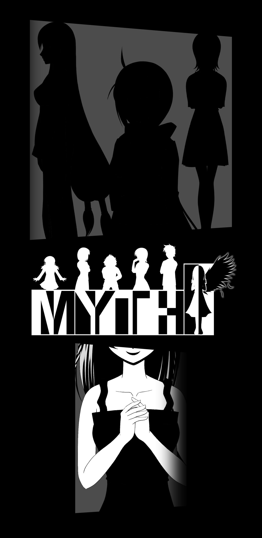 Visual Novel MYTH Visual Novel Dark Background Portrait Display Monochrome 1080x2220