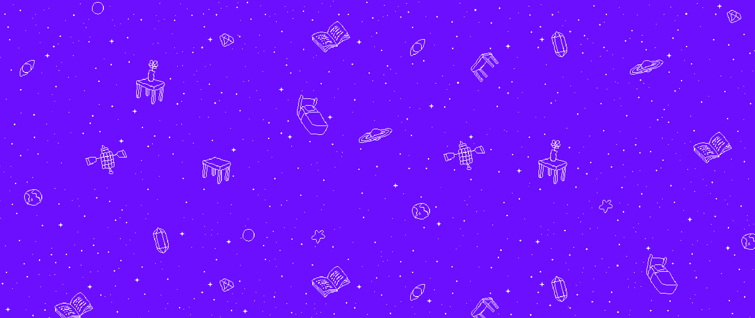 Omori Pixel Art Ultrawide Universe Sky Stars Planet Purple Background OMOCAT 2560x1080