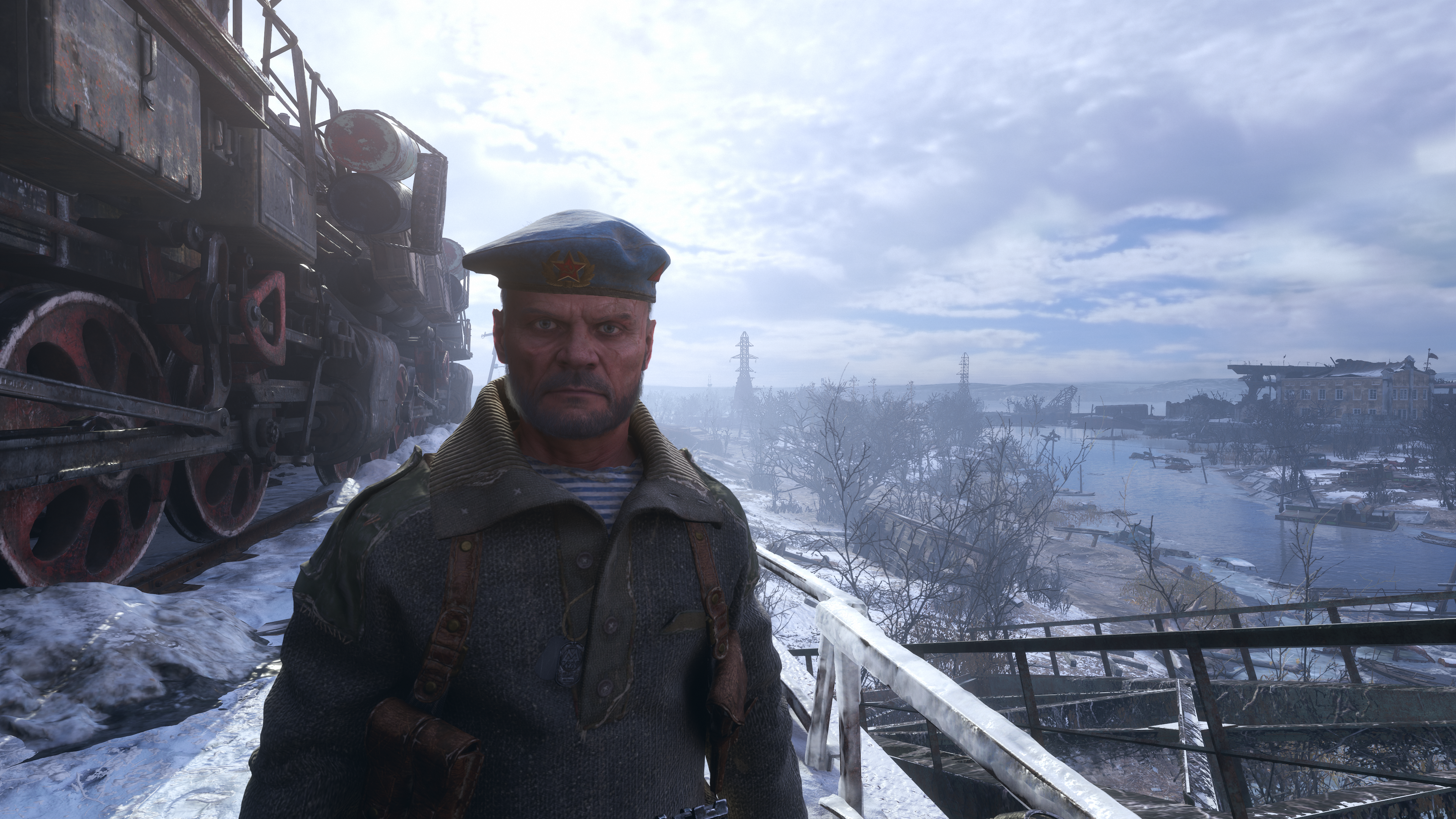 Metro Exodus Enhanced Edition Military Berets Red Star Train Apocalyptic Snow Covered 3840x2160